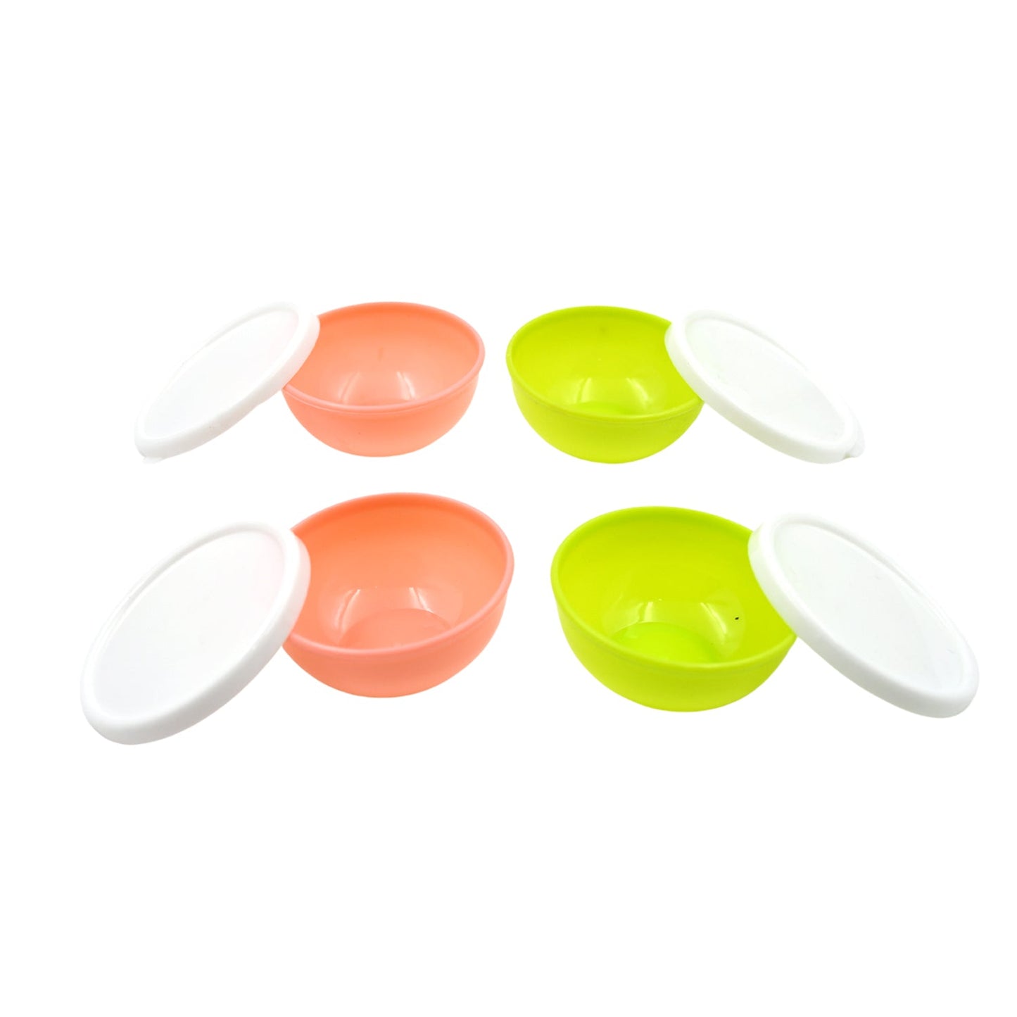 Multipurpose Small Round Plastic Bowl / Katori With Lid, Microwave Safe Reusable Lightweight Bowl, Dishwasher Safe Chutney Bowl (4 Pcs Set) - Springkart 