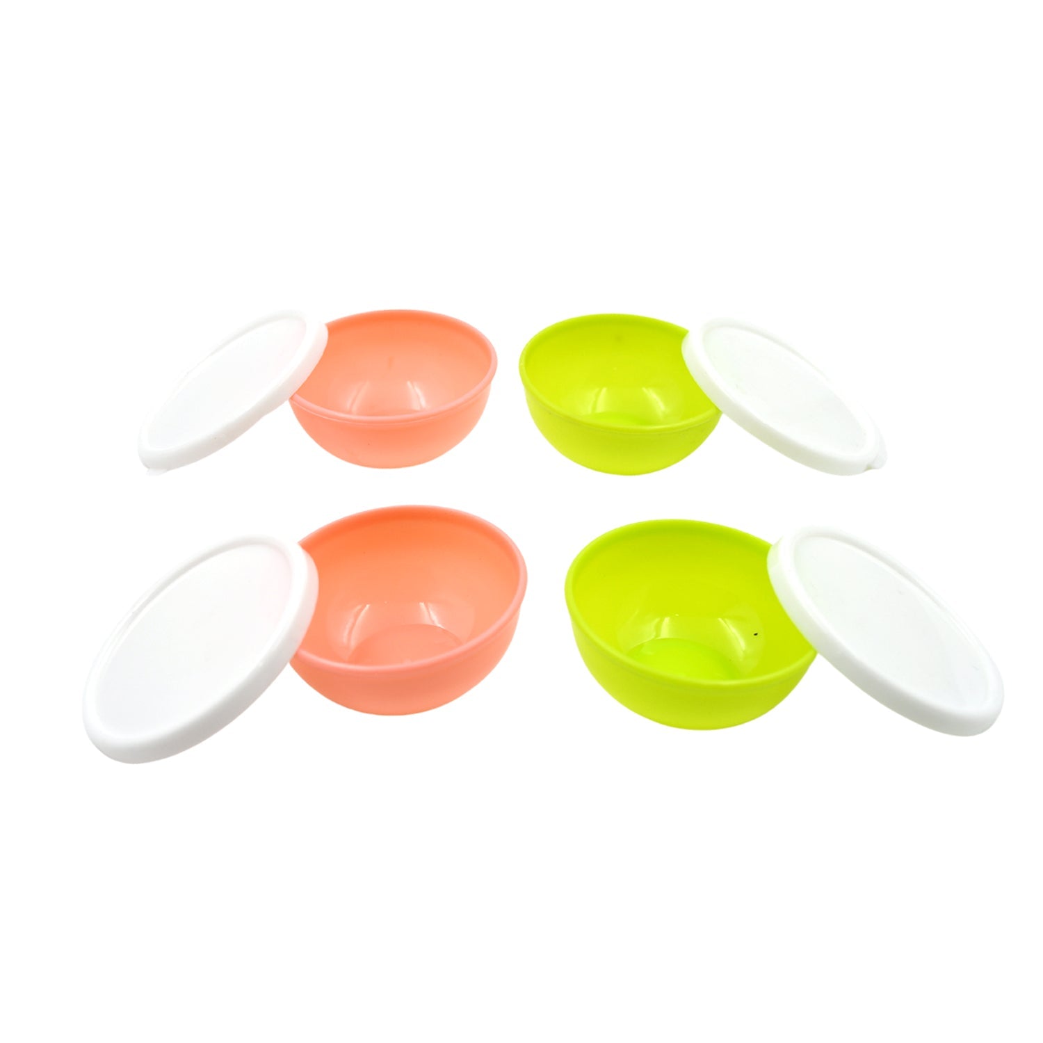 Multipurpose Small Round Plastic Bowl / Katori With Lid, Microwave Safe Reusable Lightweight Bowl, Dishwasher Safe Chutney Bowl (4 Pcs Set) - Springkart 