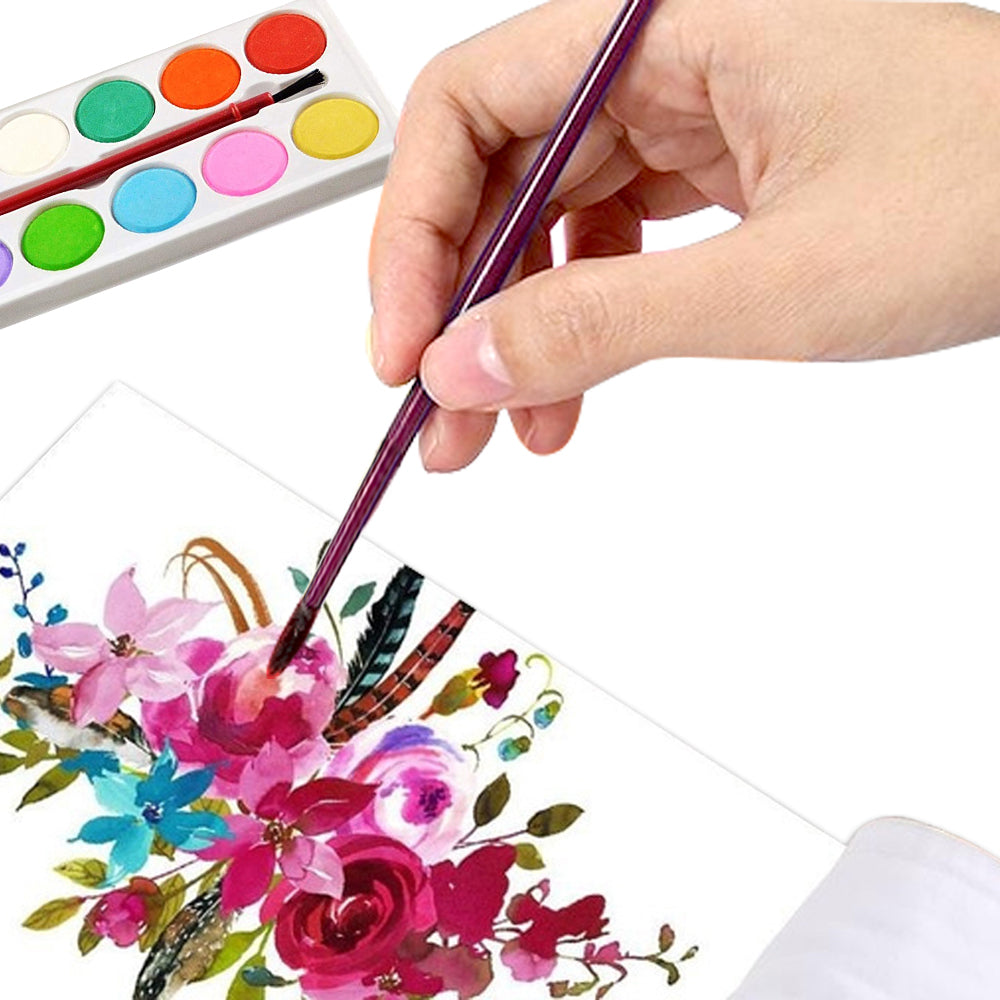 Painting Water Color Kit - 12 Shades and Paint Brush (13 Pcs) - Springkart 