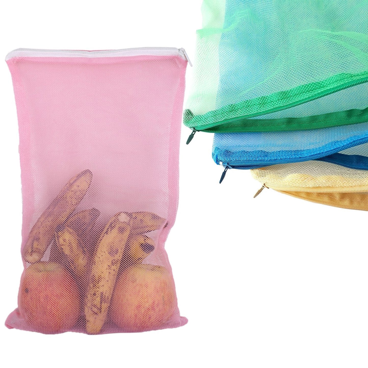 Fridge Bags for Fruits and Vegetables with Zip Net (Multicolour) - Springkart 