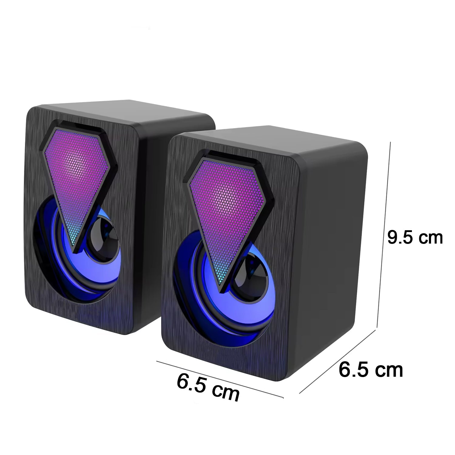 RGB Desktop Speakers, Plug, and Play USB Powered Speaker (2 Pc Set) - Springkart 