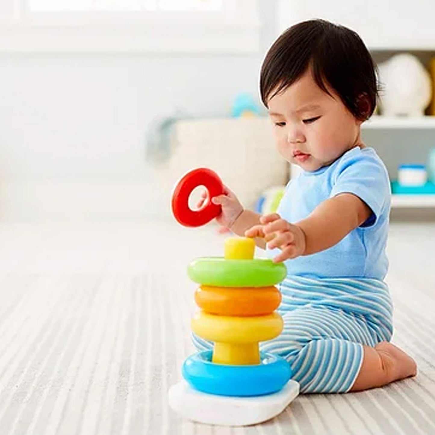 Plastic Baby Kids Teddy Stacking Ring Jumbo Stack Up Educational Toy 5pc - Springkart 