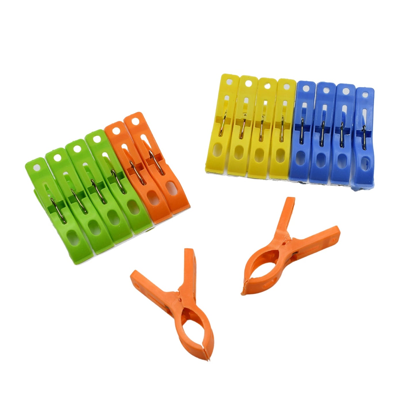 MULTIFUNCTION PLASTIC HEAVY QUALITY CLOTH HANGING CLIPS, PLASTIC LAUNDRY CLOTHES PINS SET OF 16PC - Springkart 
