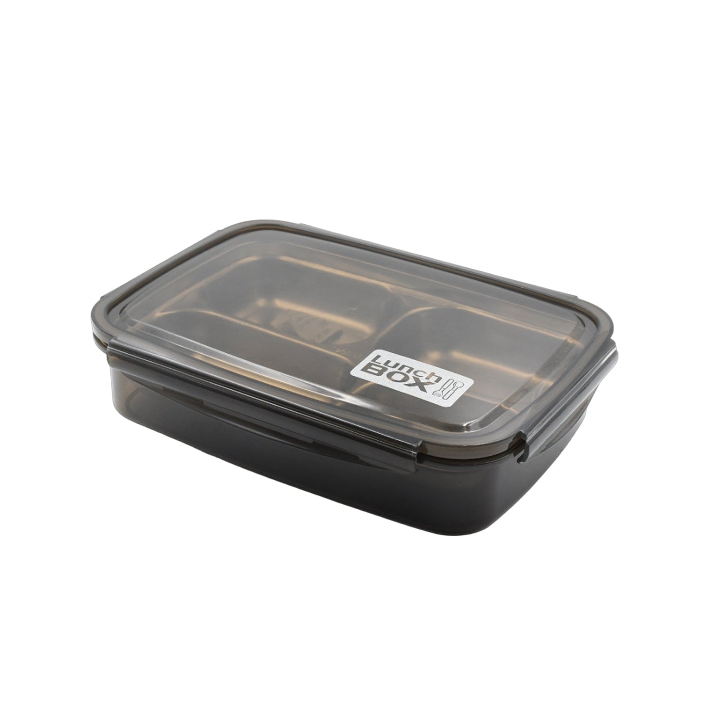 Black Transparent 4 Compartment Lunch Box for Kids and adults, Stainless Steel Lunch Box with 4 Compartments For Office, Travel, School, Home - Springkart 