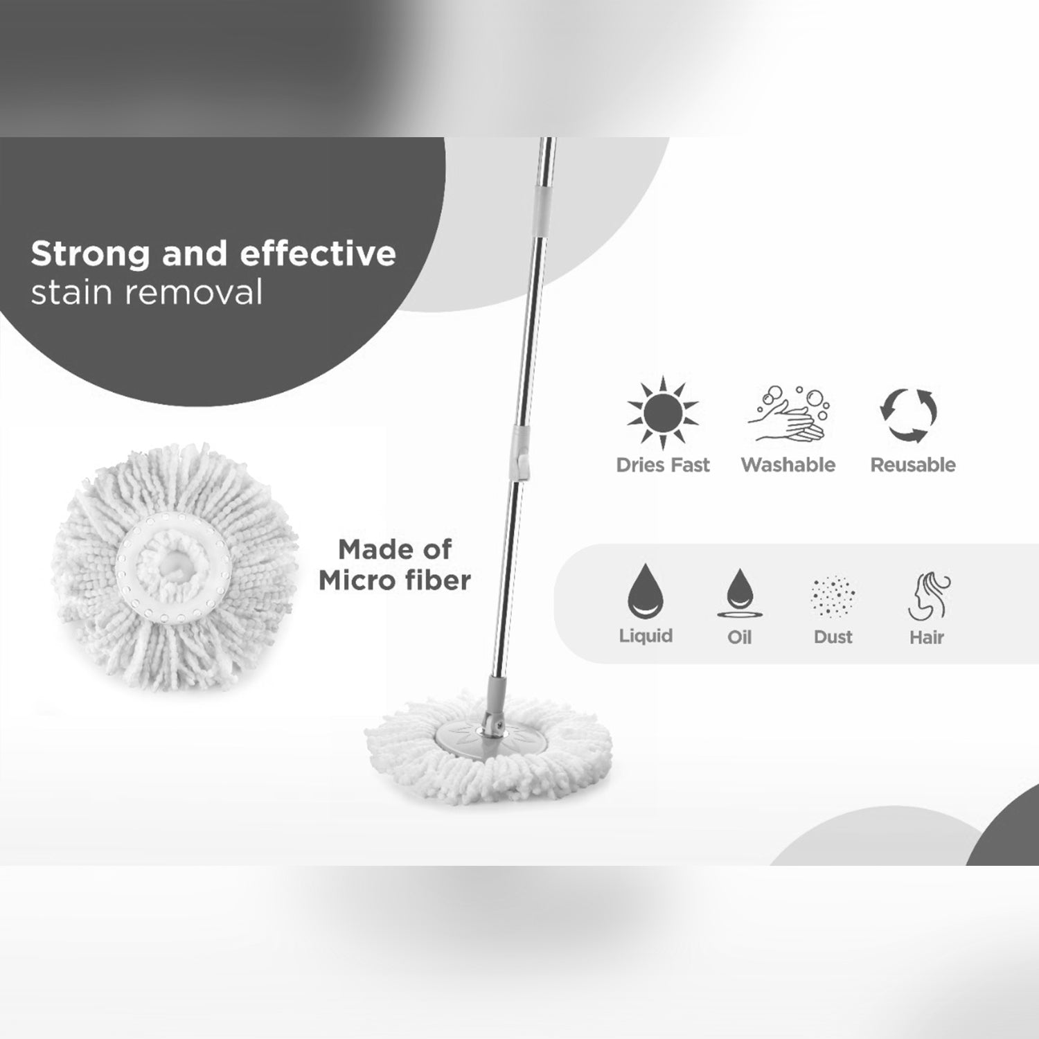 Mop with Bucket For Floor Cleaning With Steel Spin / Mop for Floor Cleaning / Floor Cleaner Mop / Spin Mop / Magic Mop / Mop Stick / Spin Mop Set with Bucket - Springkart 