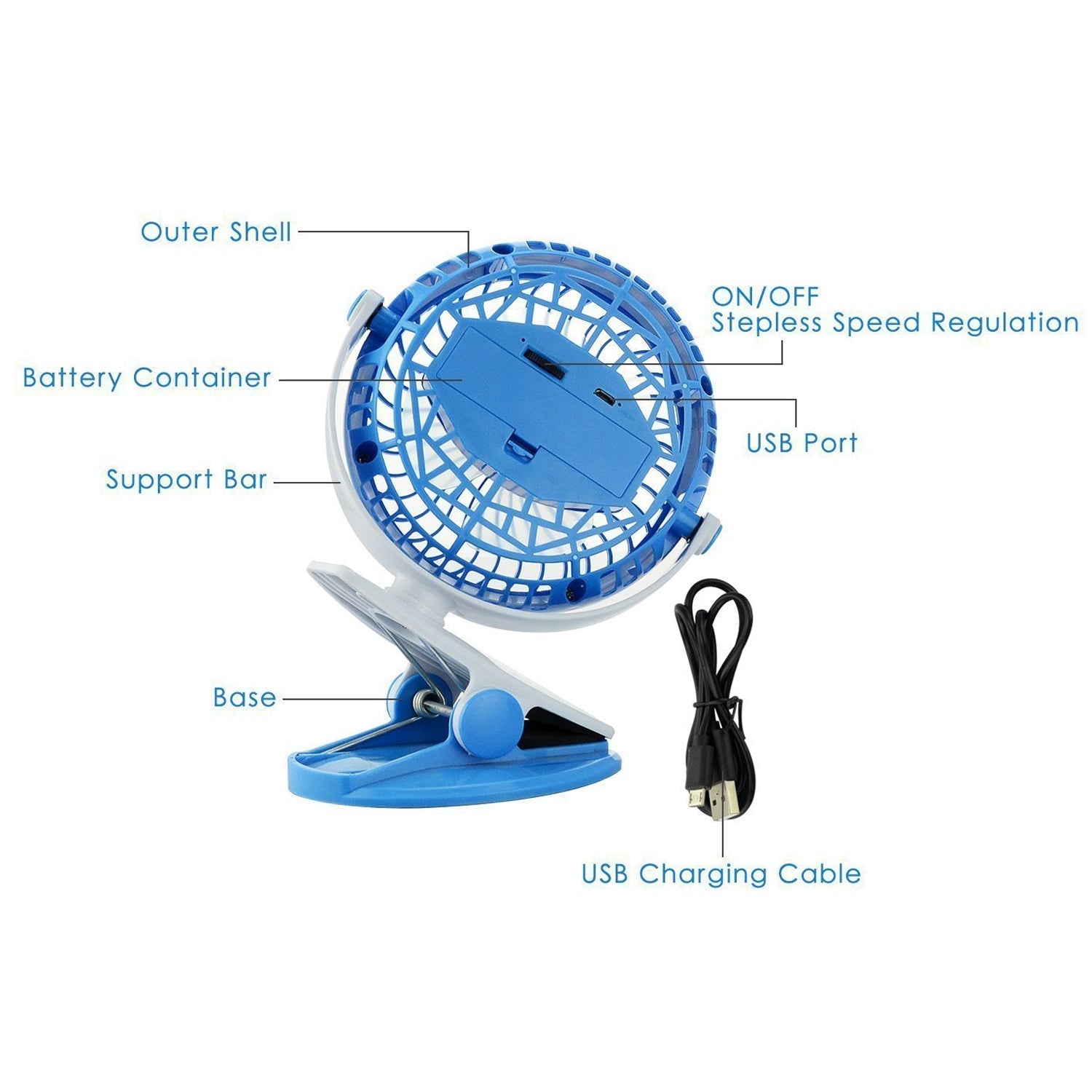 Mini USB Clip Fan widely used in summers for cool down rooms and body purposes.(Battery Not Include) - Springkart 