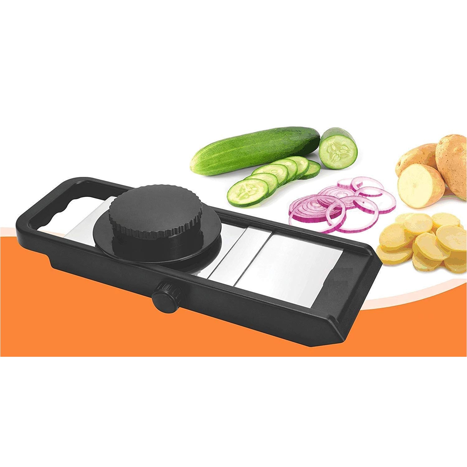 Ganesh Adjustable Plastic Slicer, 1-Piece, Black / Silver - Springkart 