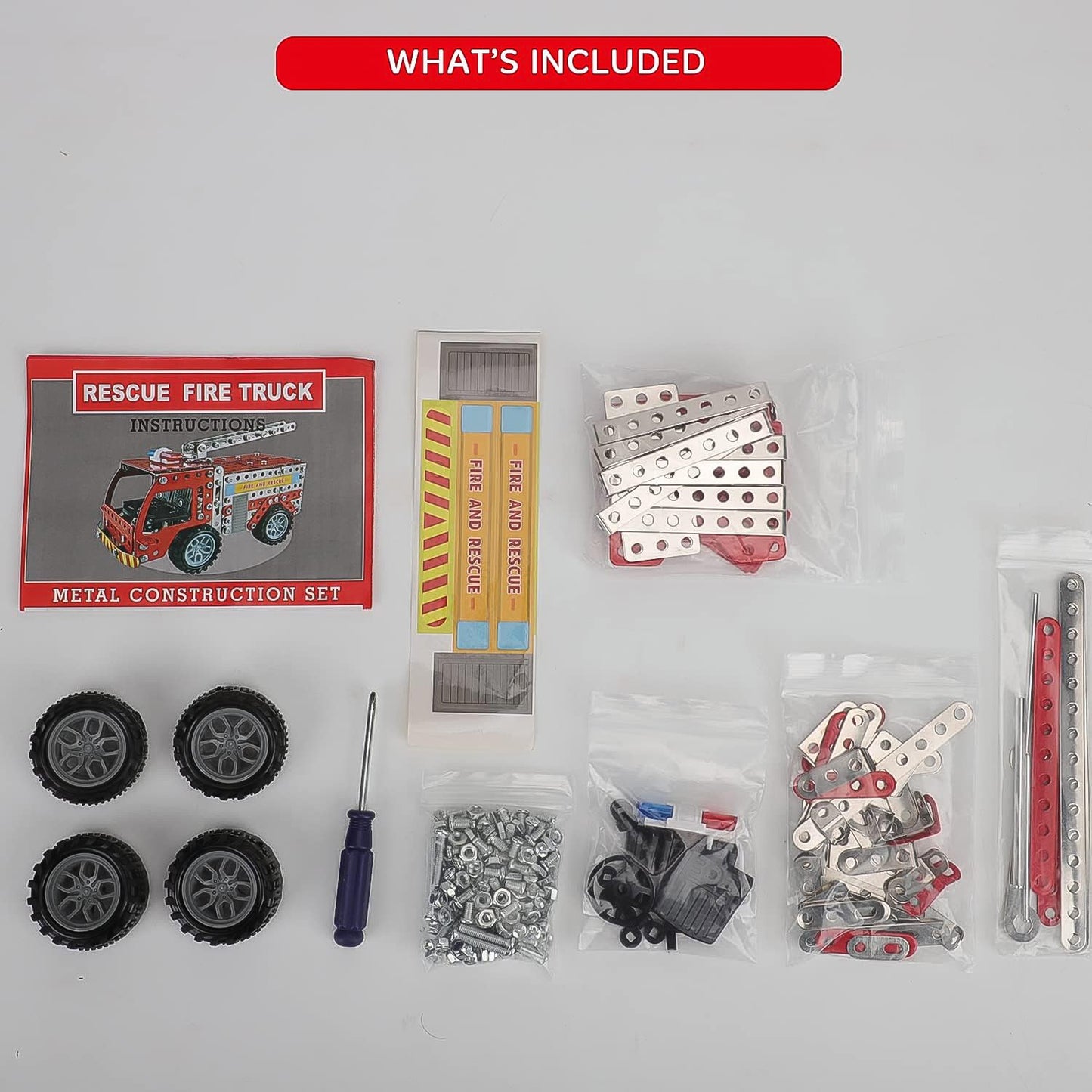 Metal DIY Fire Truck Building Blocks for Kids (Fire Truck / 292pcs of truck tool / 1 Set) - Springkart 
