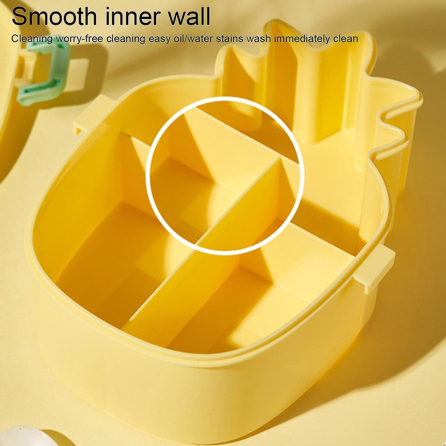 Kids Lunch Box Cute Pineapple Shaped Bento Box with Fork Spoon Snack Container Microwave Portable Office Lunch Box (1 Pc / With Spoon & Fork) - Springkart 
