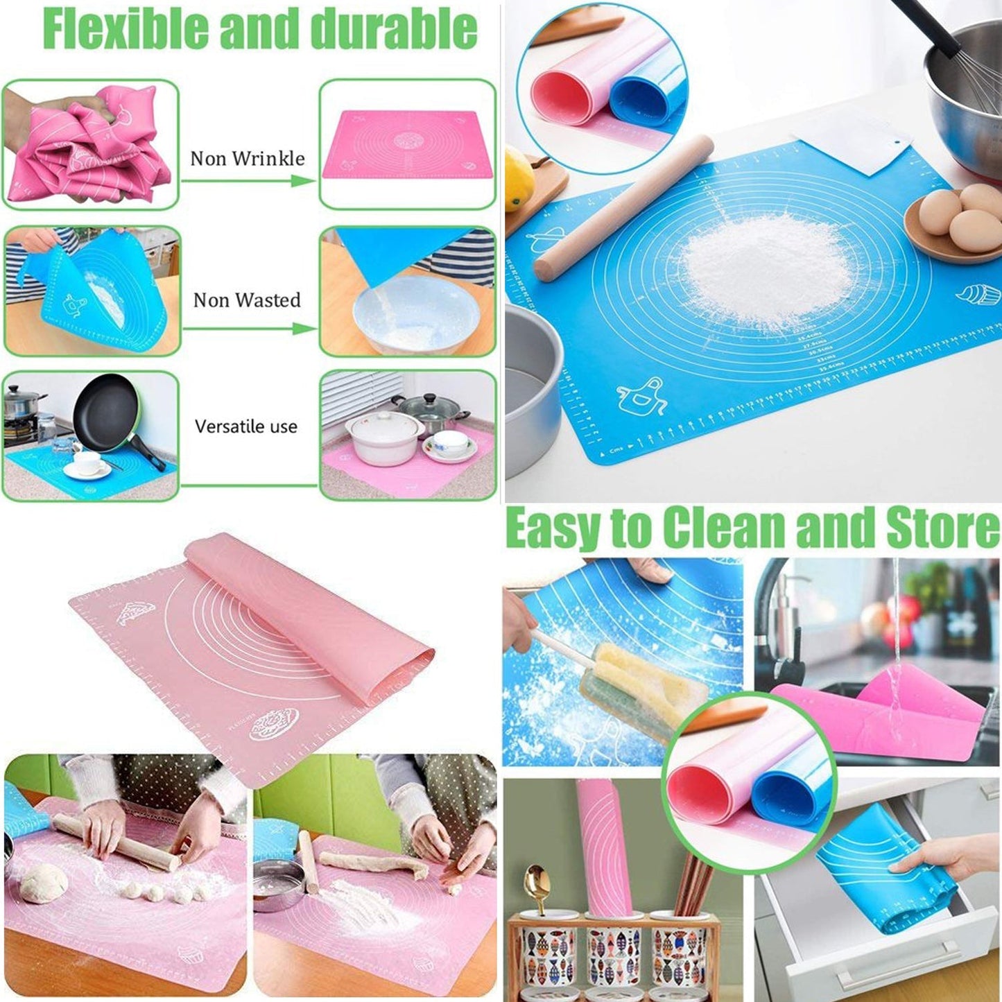 Silicone baking sheet for chapati and dough rolling