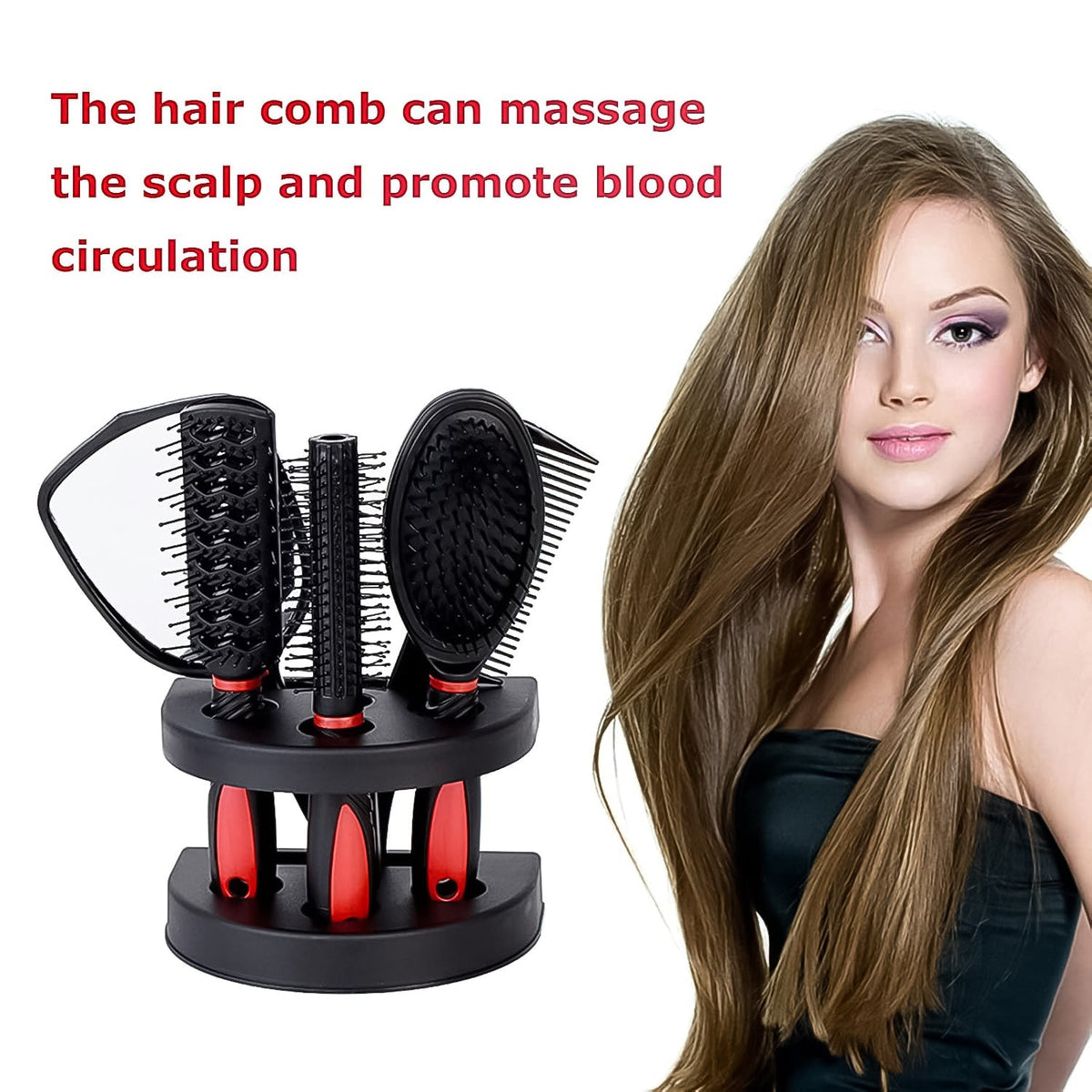Hair Combs Mirror Set Professional Salon Hair Cutting Brushes Sets (5 Pc With Stand) - Springkart 
