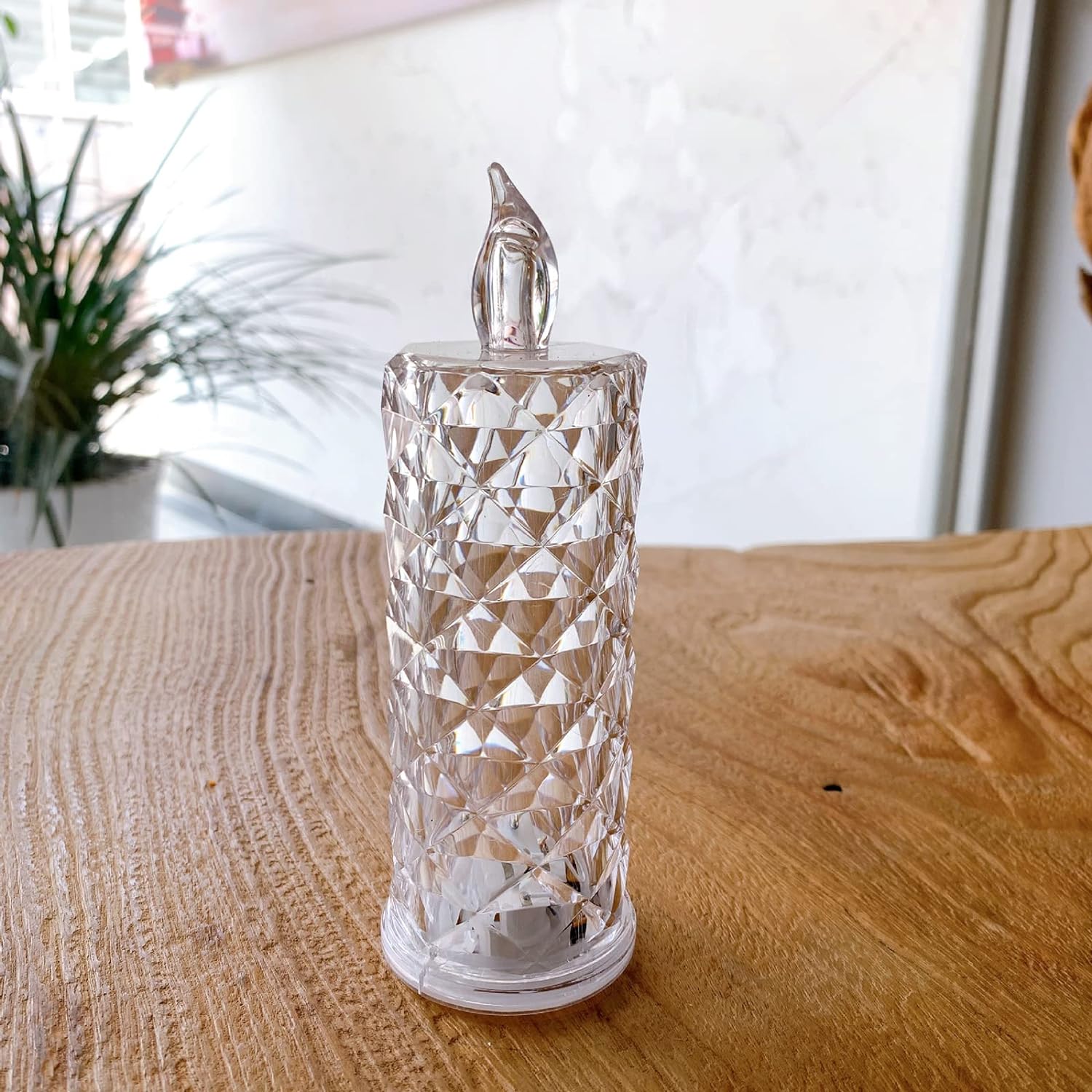 Rose Candles LED Flameless and Smokeless Decorative Acrylic Transparent Candles Led Tea Light Candle Perfect for Gifting, Home, Diwali, Christmas, Crystal Candle Lights (1 Pc) (MOQ :- 12 pc ) - Springkart 