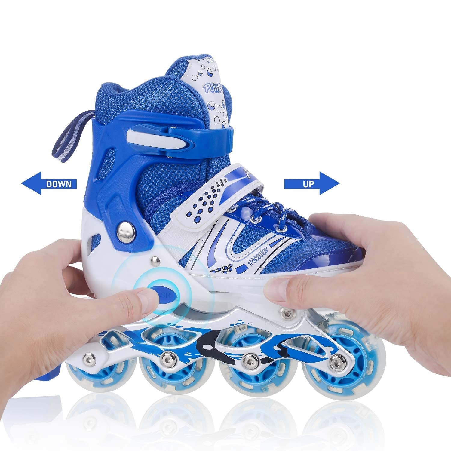 Inline Skates With Led Flashing Light Wheel With Adjustable Length Skate Premium High Quality Skates Pair (Roller Skate , Skating) - Springkart 