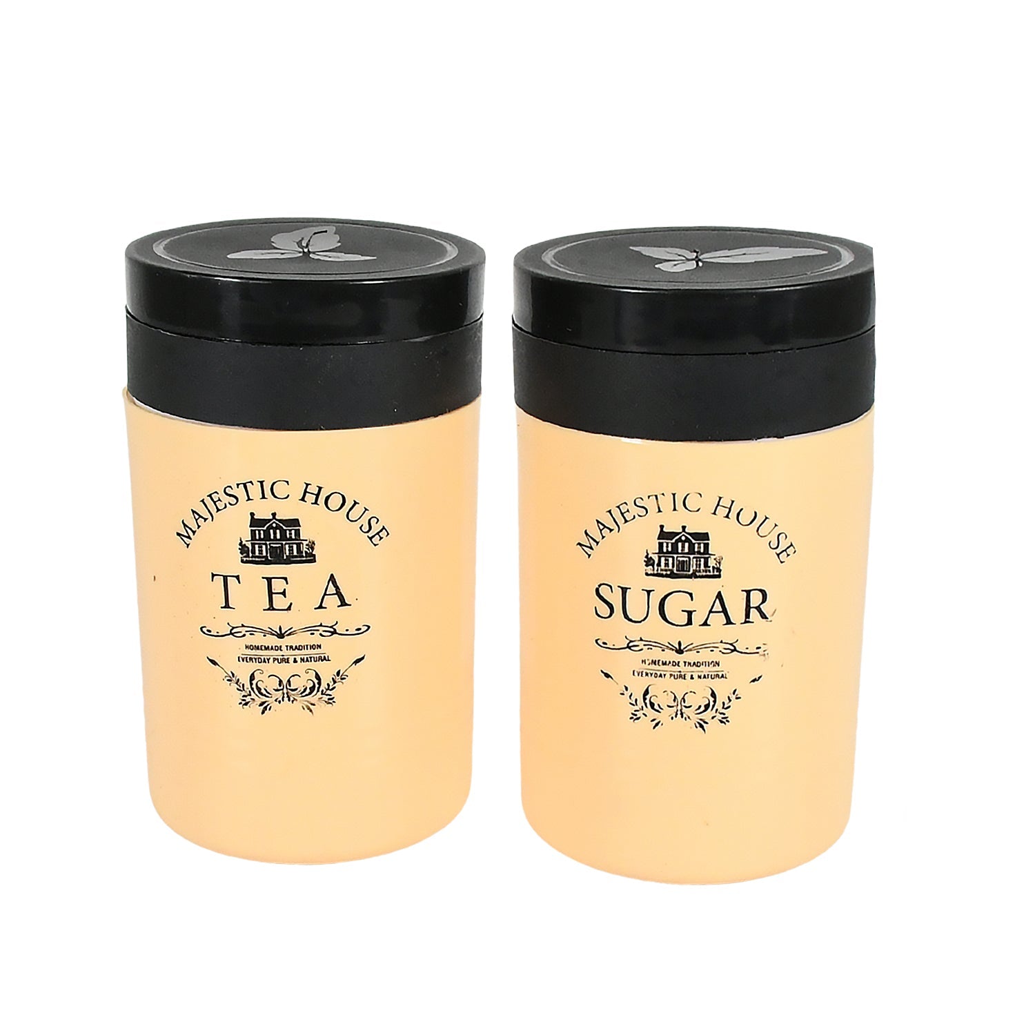 Accurate Seal Tea Sugar Coffee Container, Plastic Damru Shaped Tea, Coffee, Sugar Canisters Jar, New Airtight Food Seal Containers for Salt, Dry Fruit, Grocery 2 Section (800 ML Approx) - Springkart 