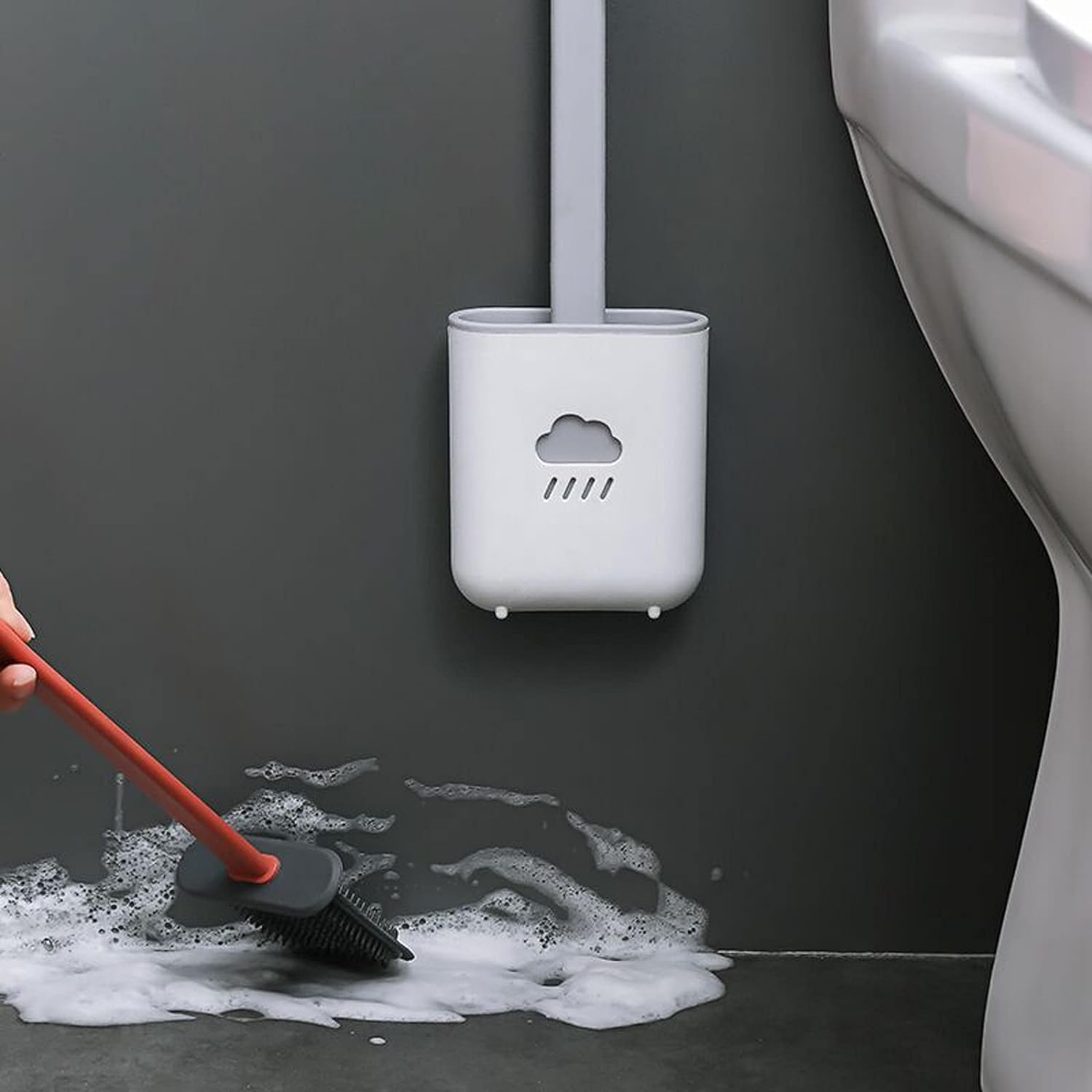 Silicone Toilet Brush with Holder (Without Box) - Springkart 