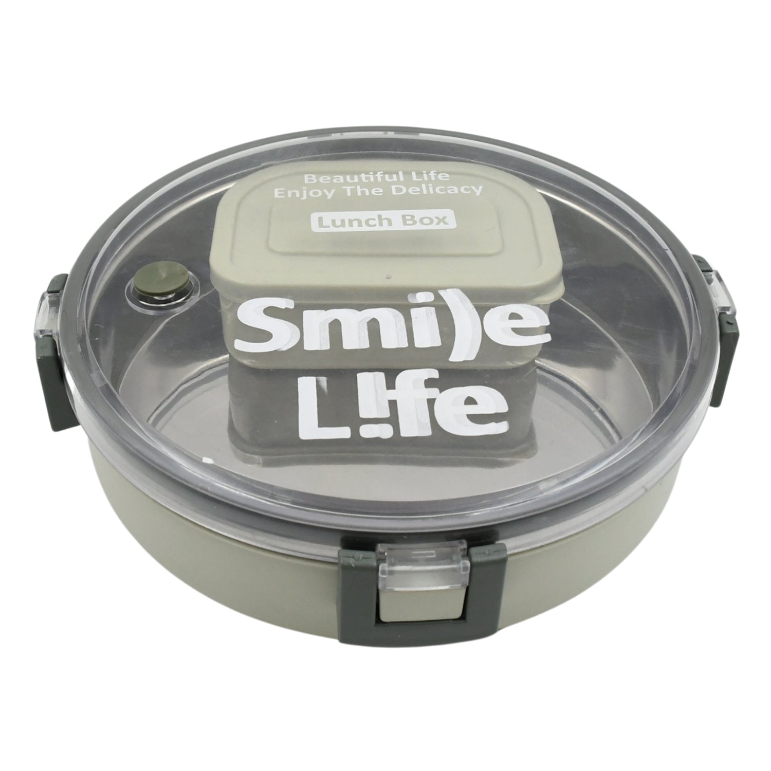 Miracle Stainless Steel Round Lunch Box, with Small Plastic Box Insert Leak Proof Lunch Box with Transparent lid, Lunch Box for Kids & Adults for School, Office (450 ML + 250 ML Approx) - Springkart 