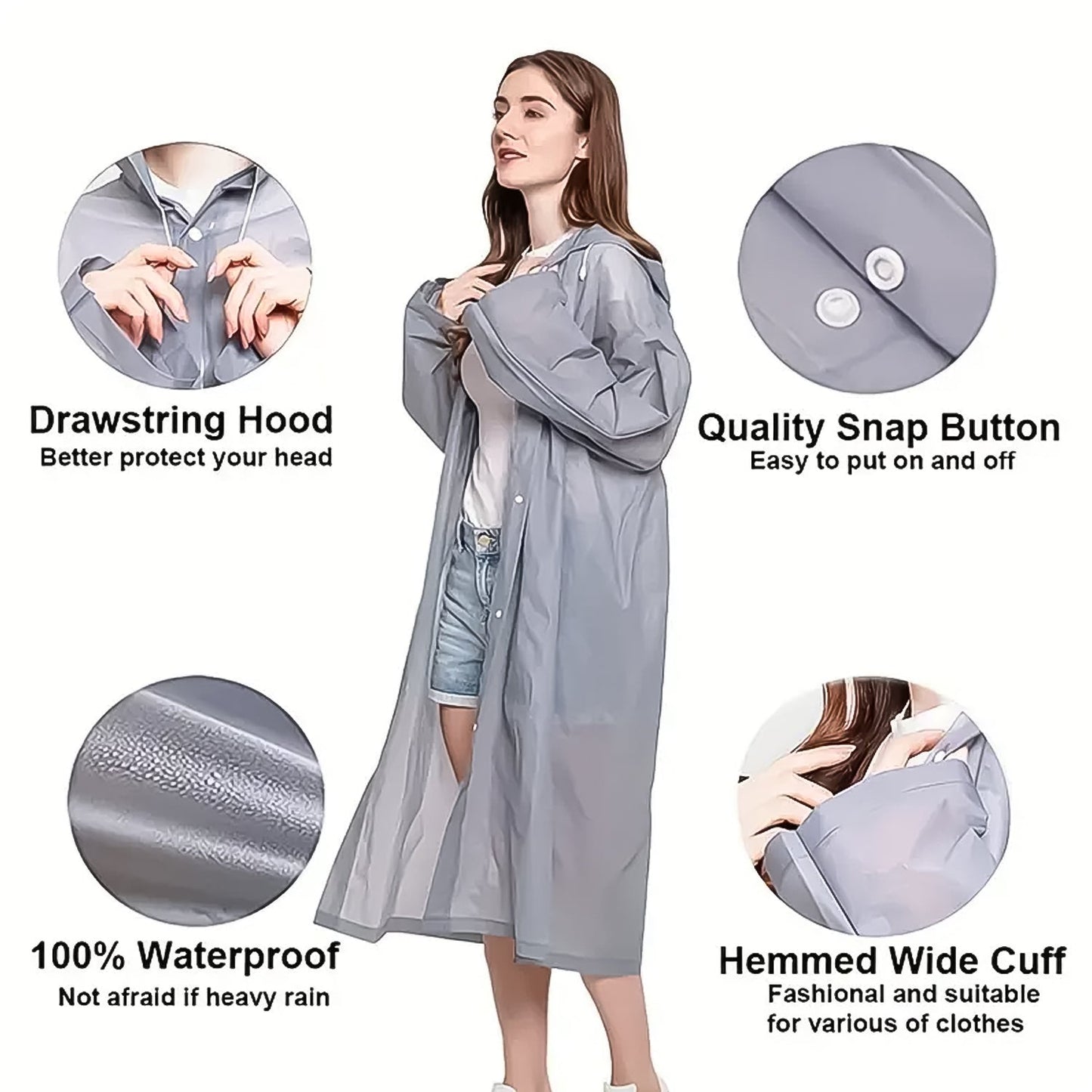 Fashion Portable Adult Rain Coat (1pc) - Springkart 