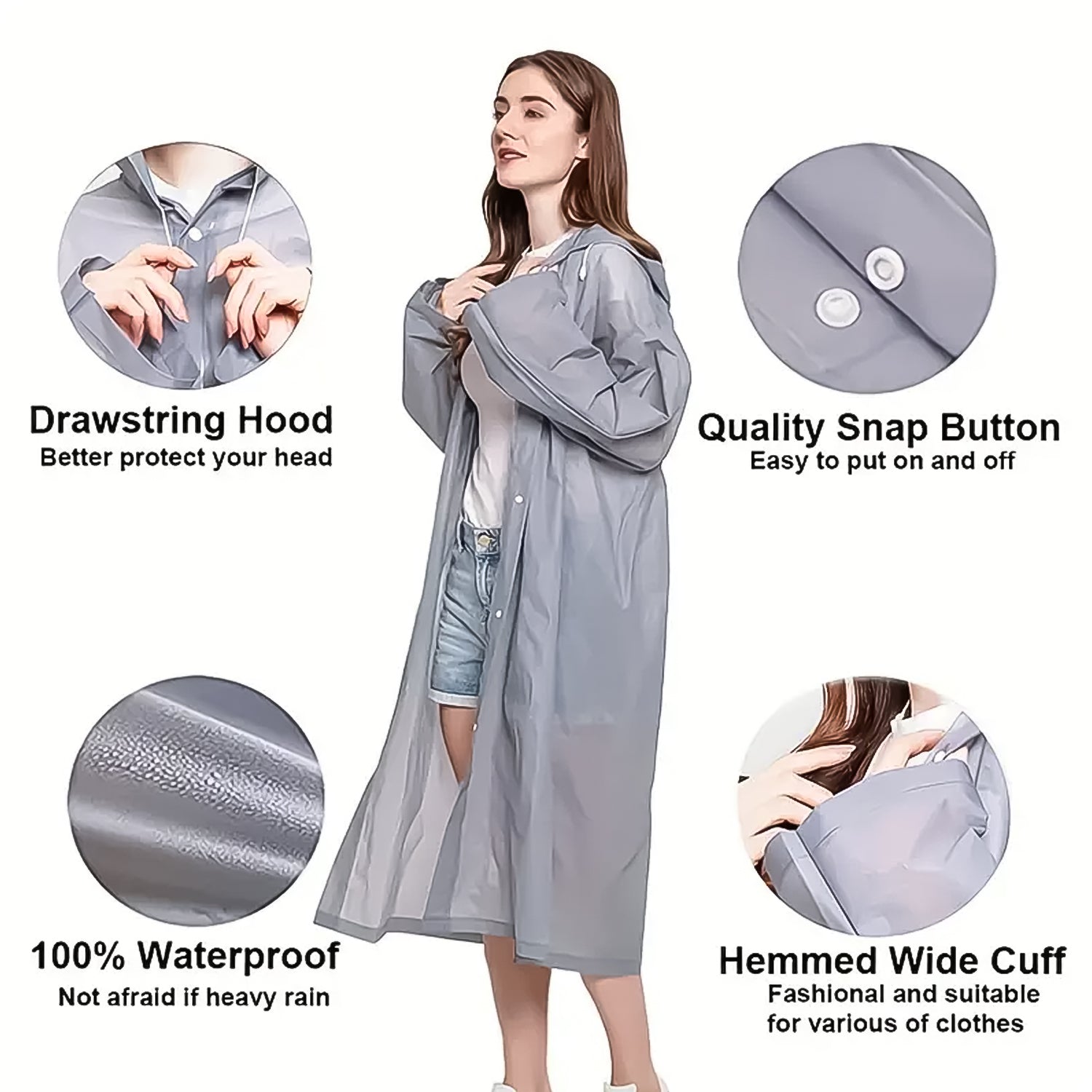 Fashion Portable Adult Rain Coat (1pc) - Springkart 