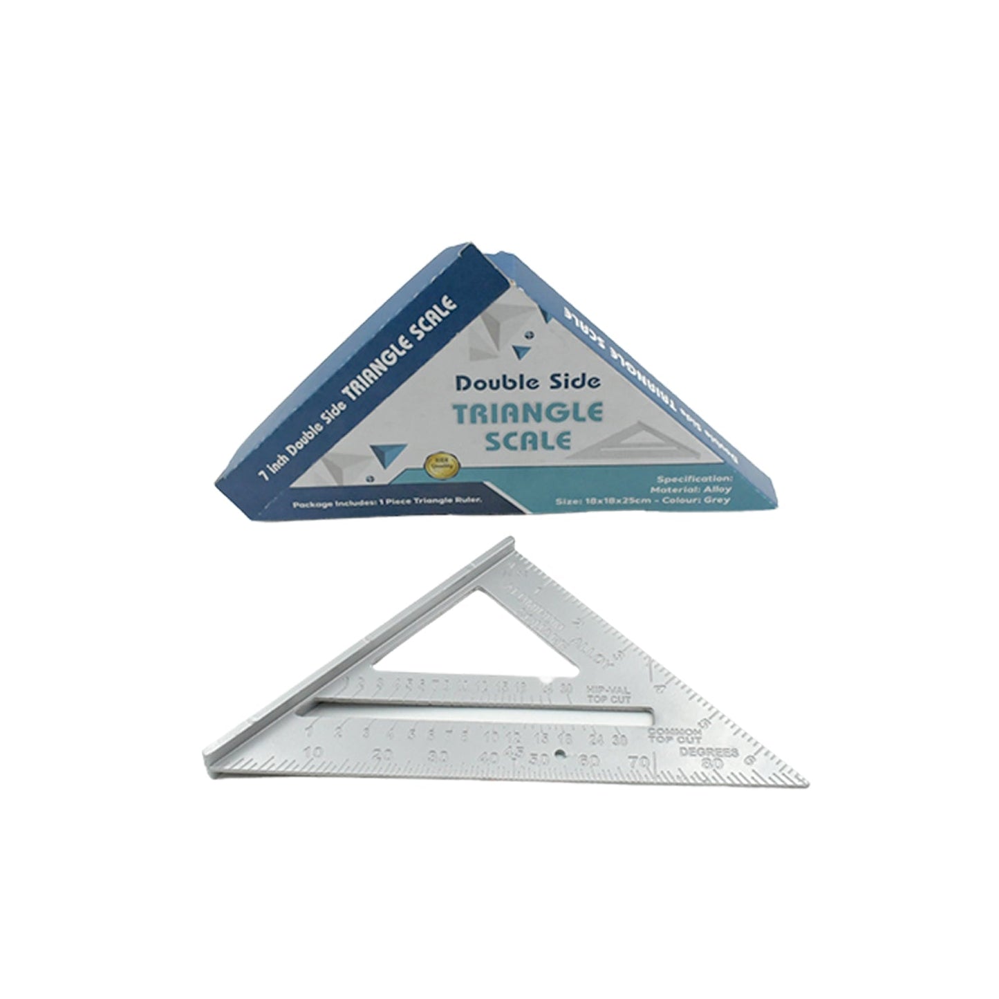 Double Side Scale Triangle Measurement Hand Tool, 45 Degree Triangle Ruler, Home for Industry, Aluminum Alloy Rafter Square 7-Inch Length - Springkart 