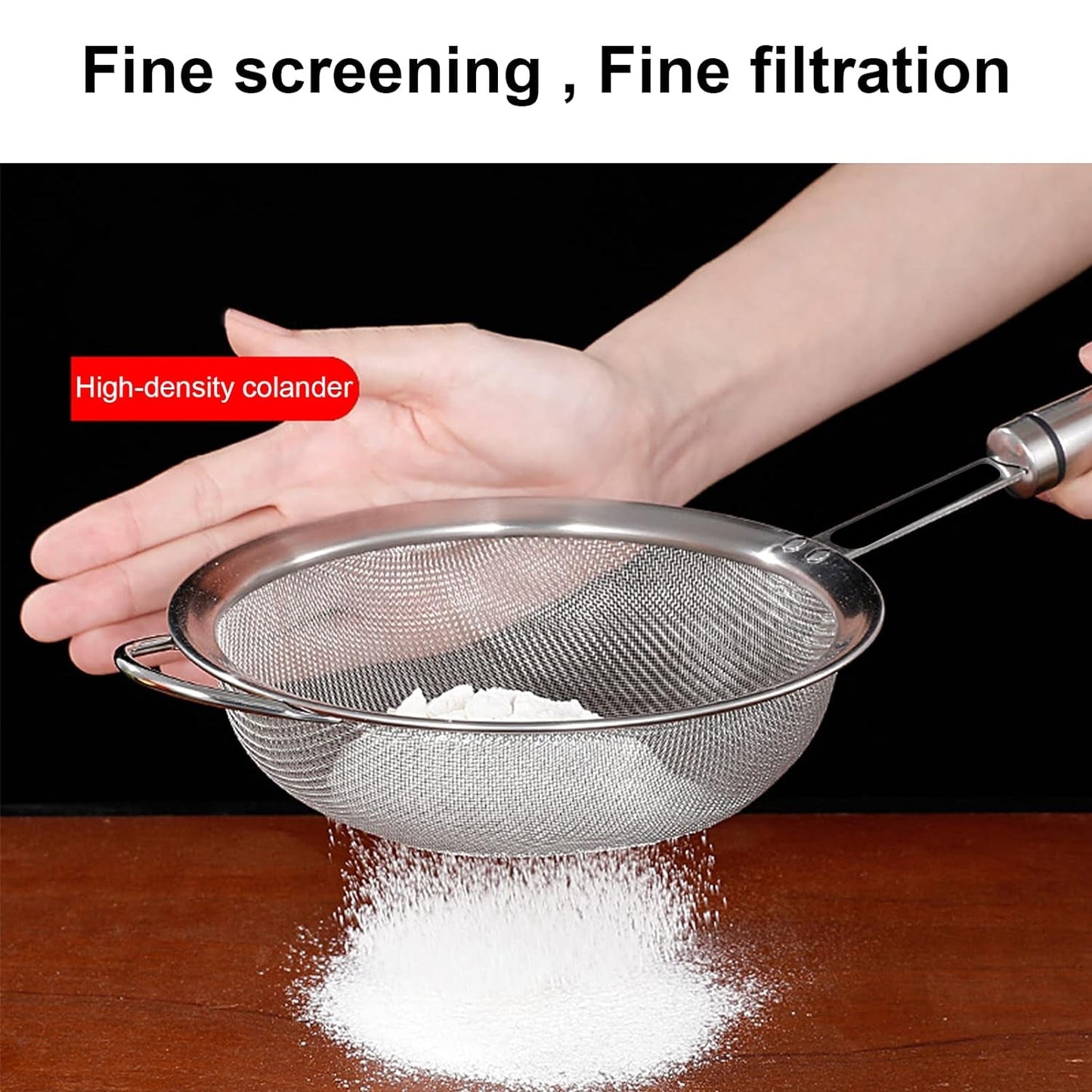 Mesh Sieve Quality Stainless Steel Fine Mesh Strainer with Sturdy Handle and Hook, Ideal for Tea Coffee, Rice, Powder, Fruit Etc Kitchen Food Kitchen Utensil - Springkart 