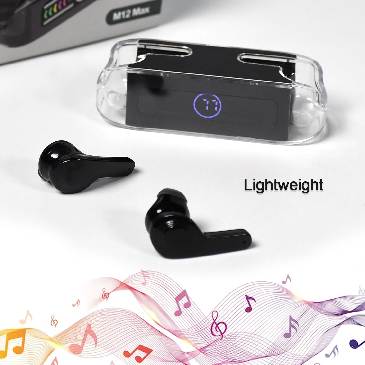 M12 Max Wireless Earbuds, Black Touch Control Bluetooth - Springkart 