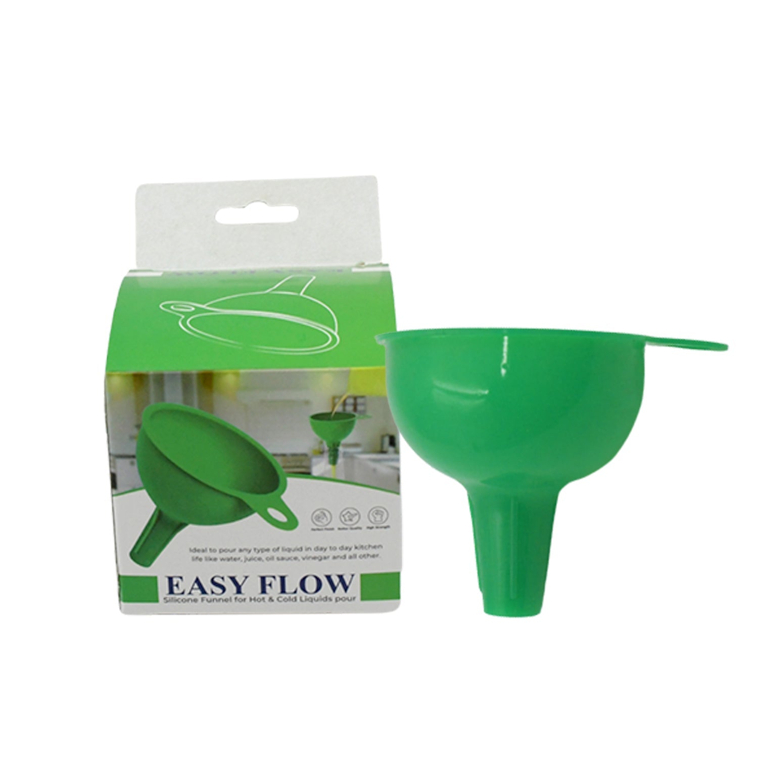 Silicone Funnel For Pouring Oil, Sauce, Water, Juice And Small Food-Grains (1 Pc Green) - Springkart 