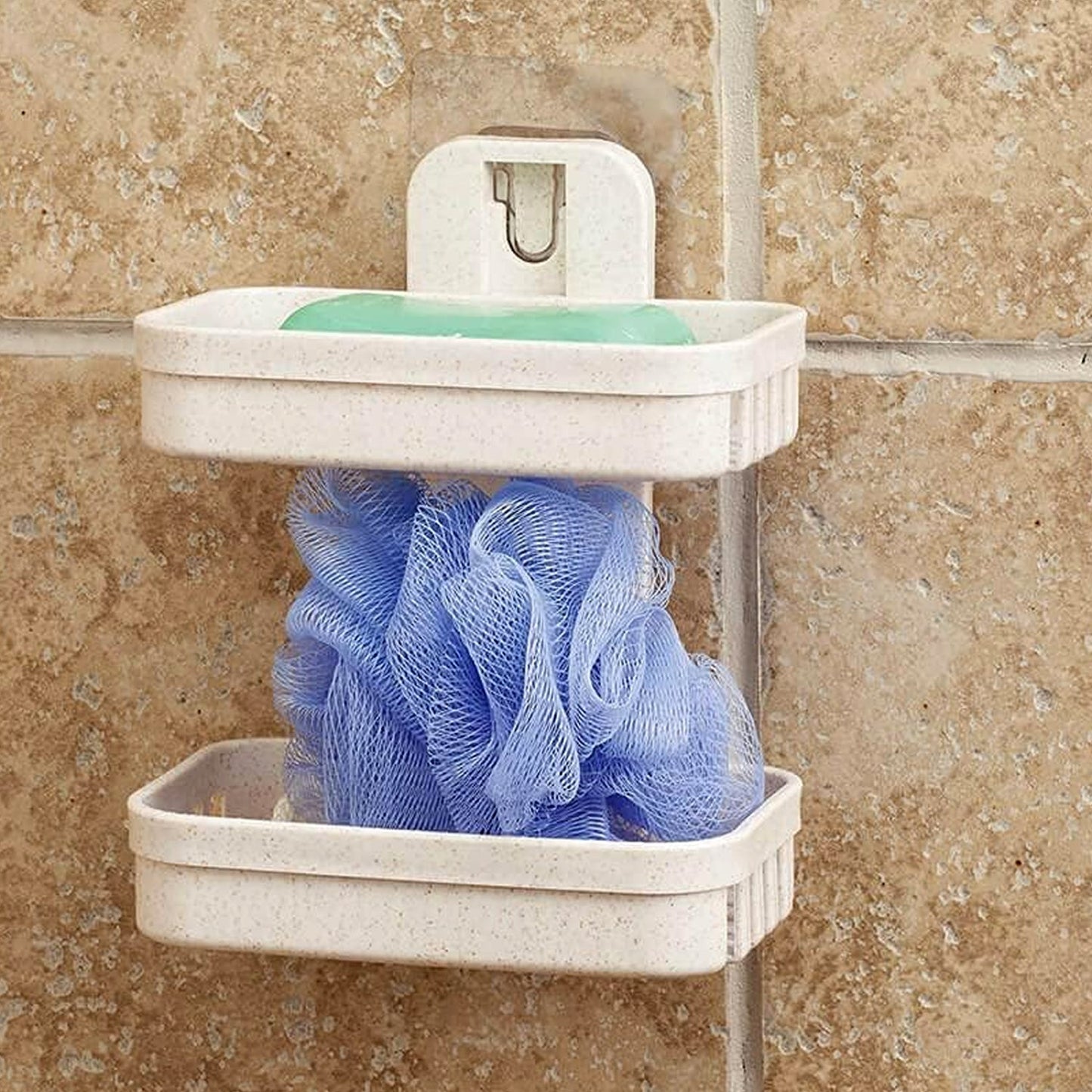 Adhesive Sticker Soap 2 Layer Dish Holder Wall Mounted Bathroom Shower Soap Holder Saver Box Storage Organizer Rack, ABS Plastic (Double Layers / 2 pcs set) - Springkart 