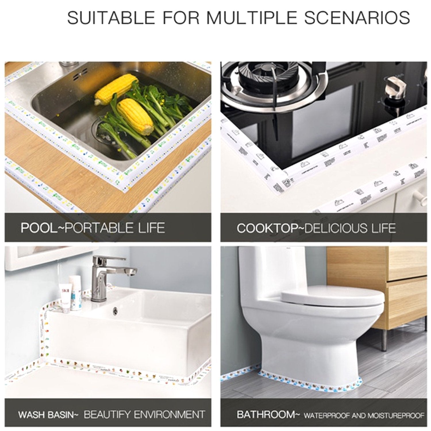 Kitchen Sink Platform Sticker Bathroom Corner Tape (2Meter Size) - Springkart 