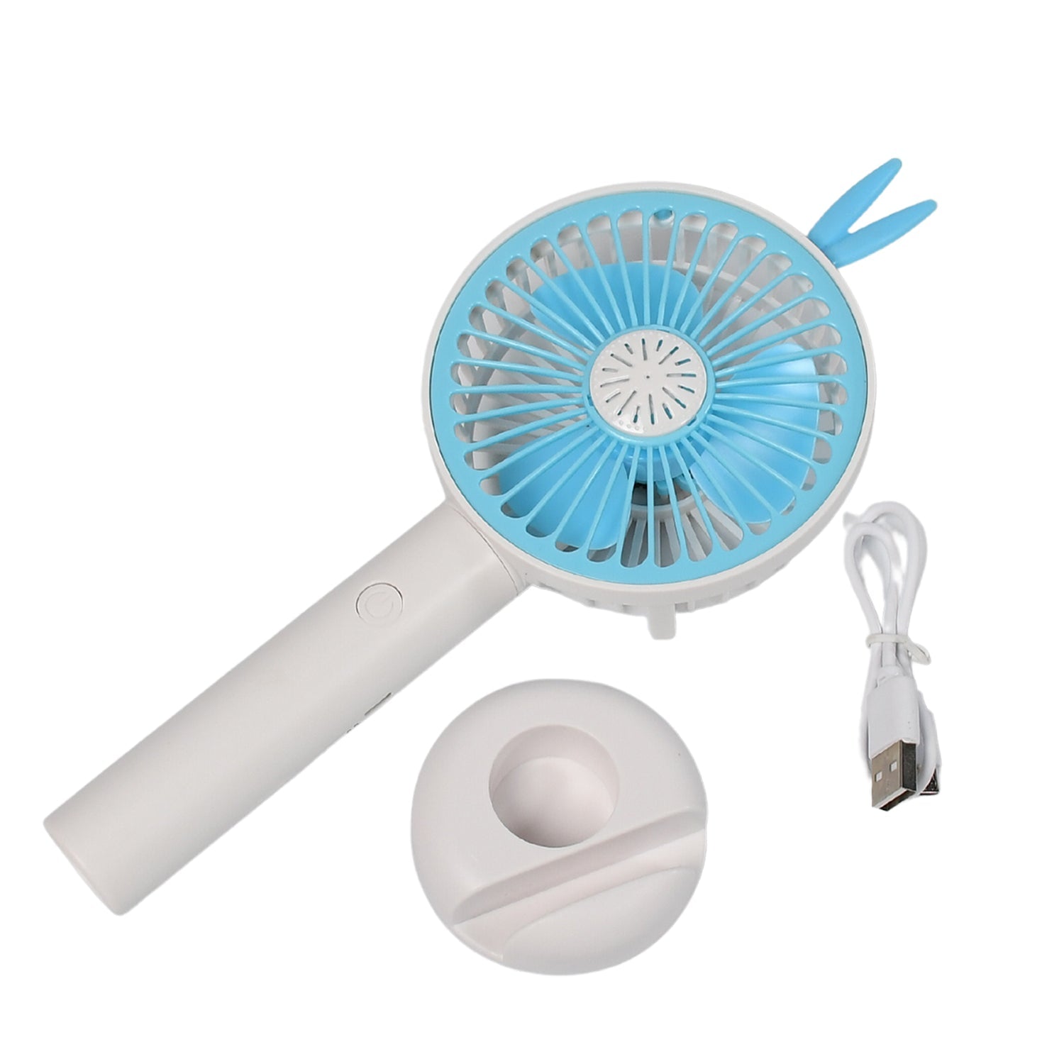 Mini Portable Hand Fan USB Rechargeable Fan With Led Light Fan for Indoor and Outdoor Use by Women and Men Table Standing Stand Included (Battery Not Include) - Springkart 