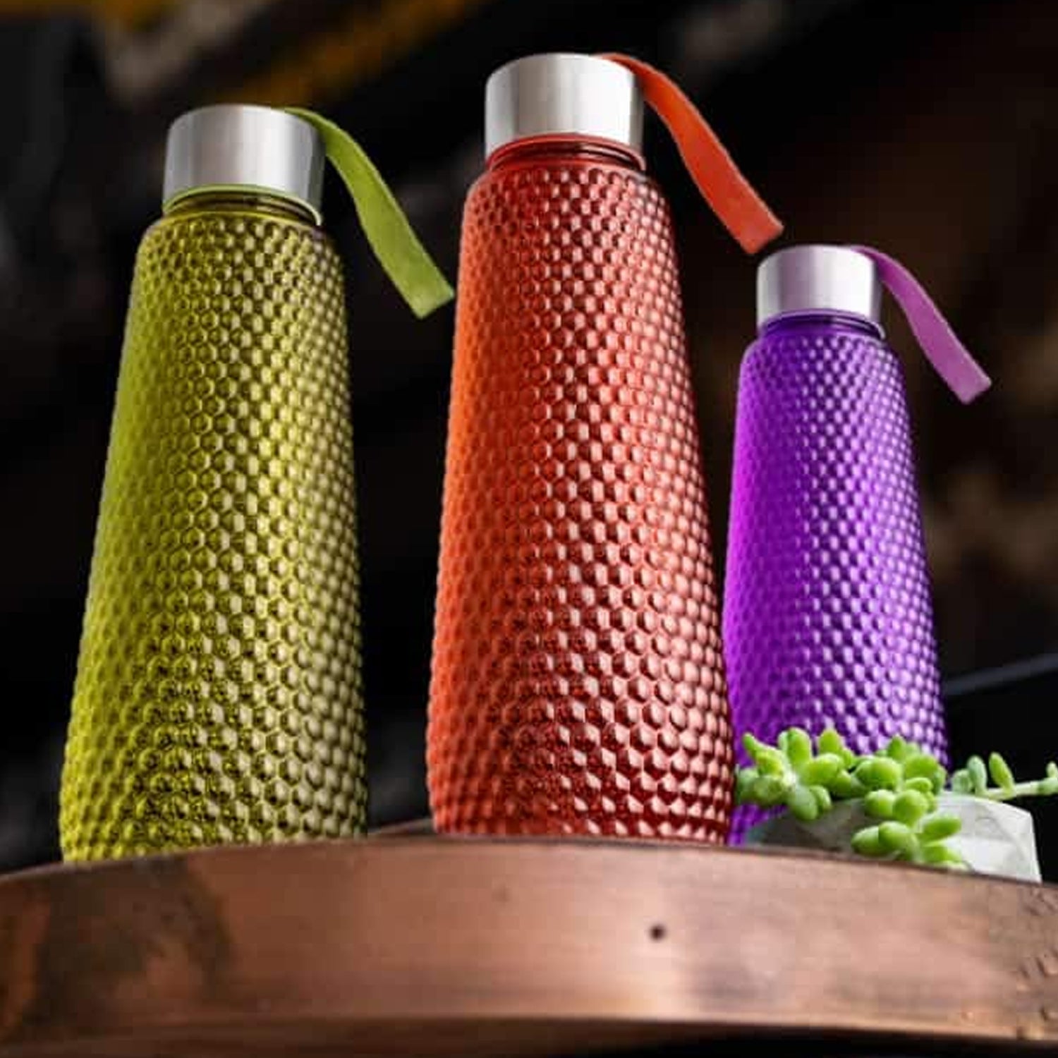 Plastic Fridge Water Set With Steel Finish Cap (3 Pieces 1 litre) - Springkart 