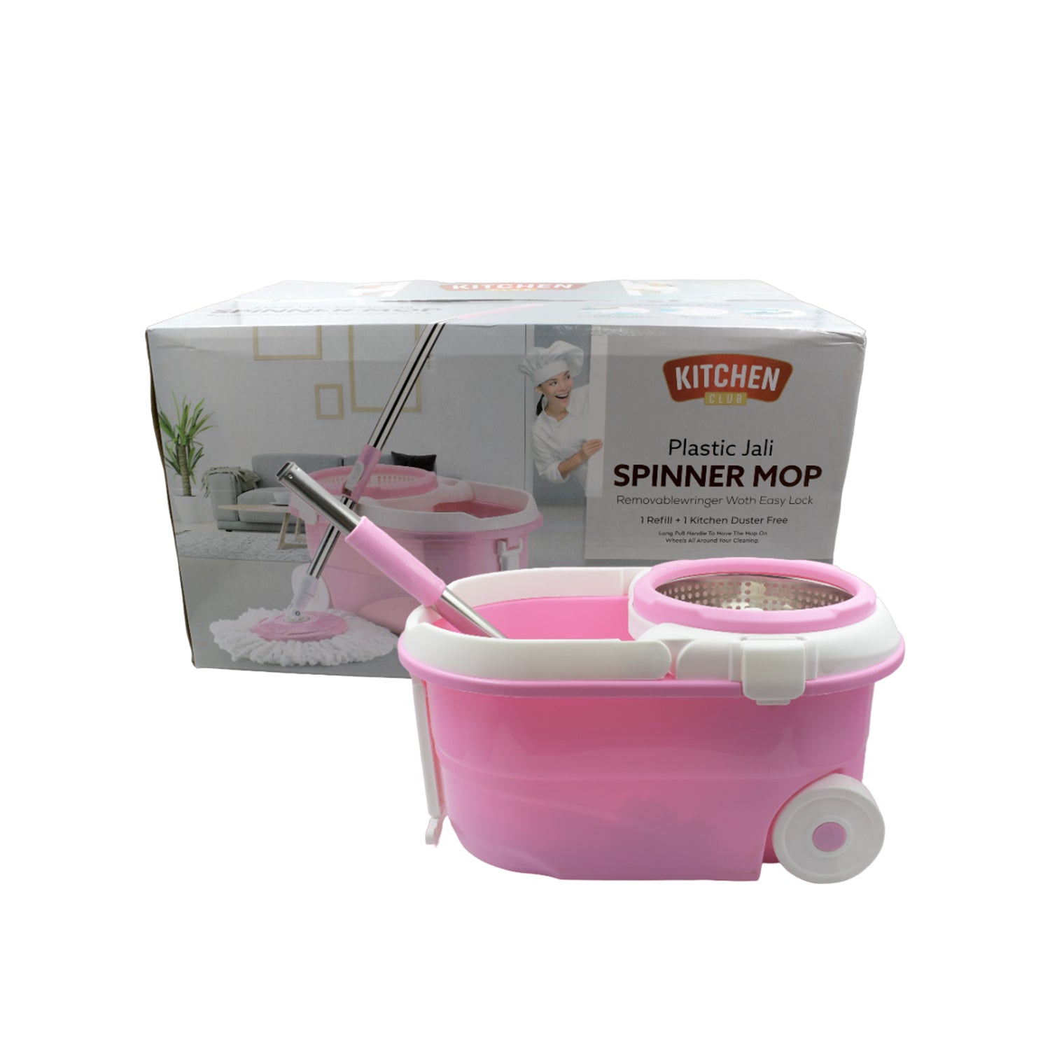 Spin Mop with Bucket for Floor Cleaning - Magic Mop Set with Steel Spin, Mop Stick, and Bucket for Home & Office - Springkart 