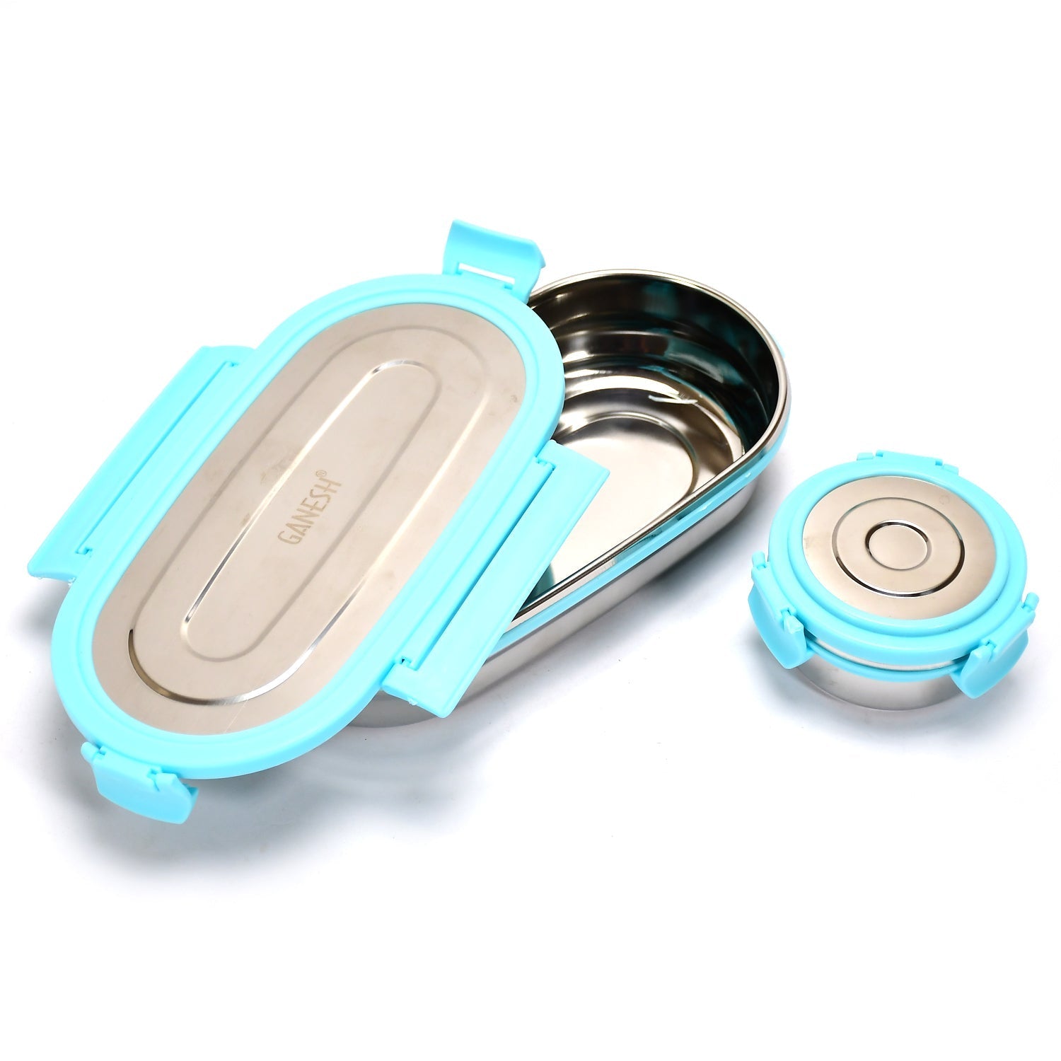 Ganesh Stainless Steel Lunch Box & Small Container ( Set Of 2 Pcs ) - Springkart 