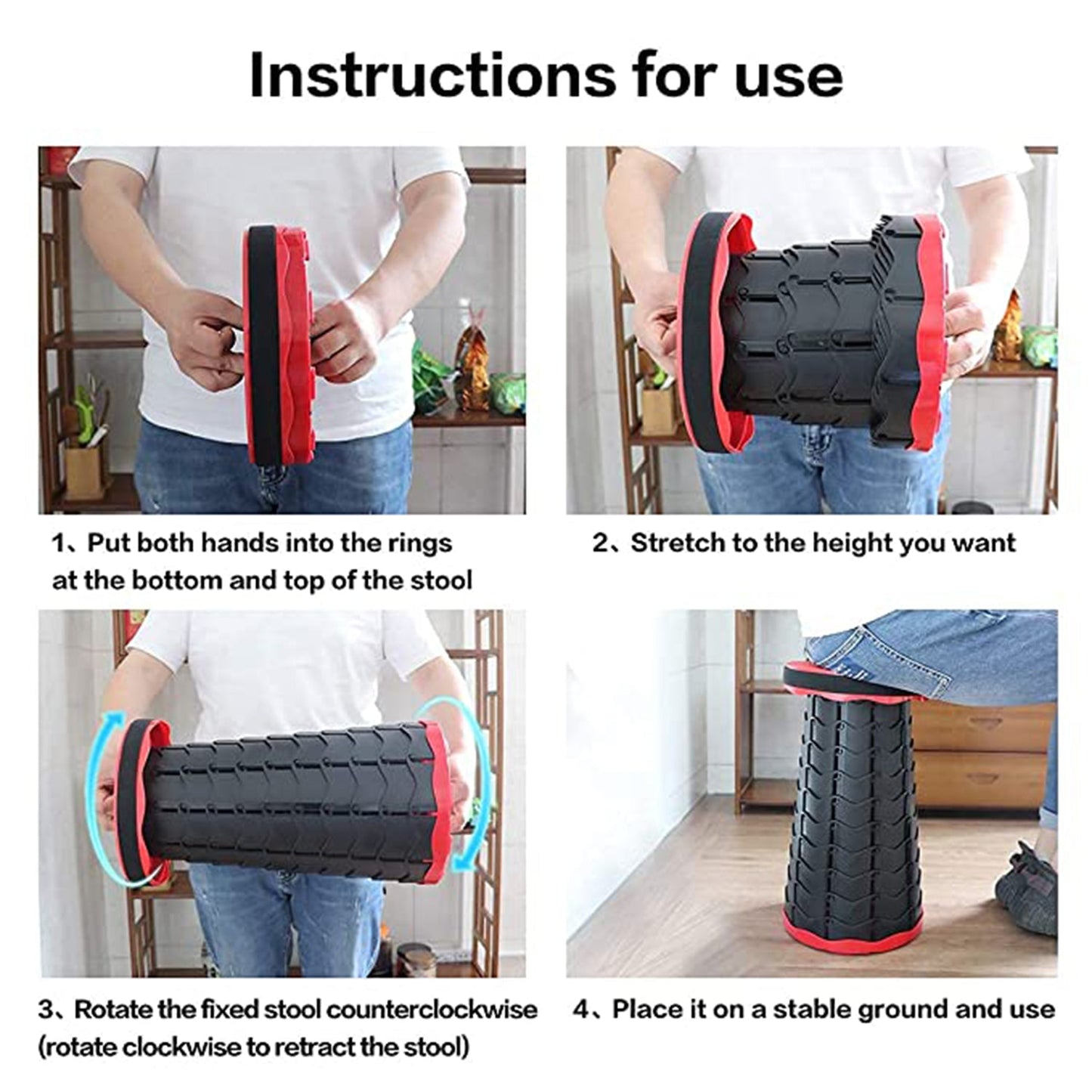 Foldable Retractable Height Adjusting Stool Space Saving Telescopic Stool for Fishing Hiking Stool for Adults and Kids. - Springkart 