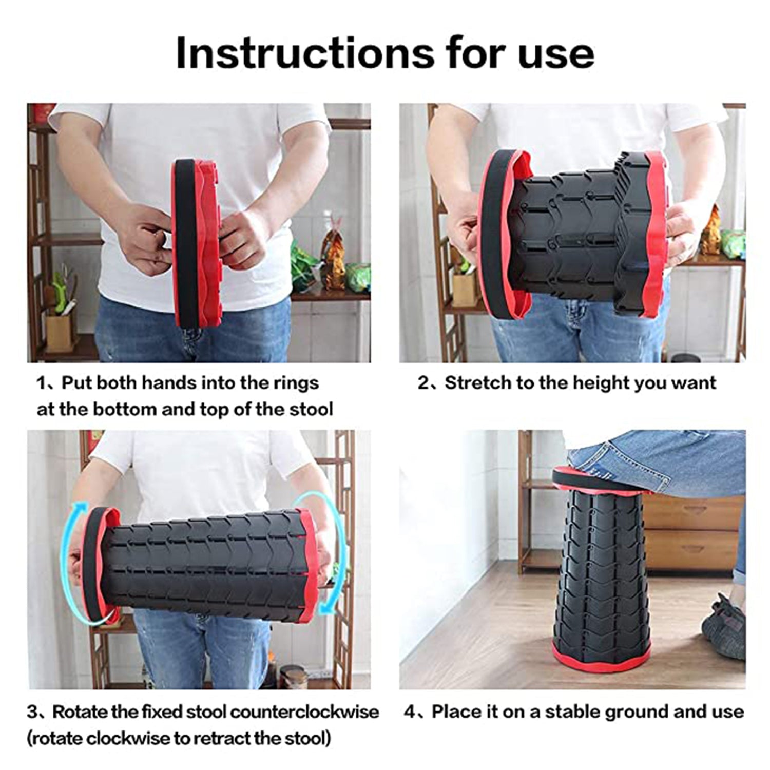 Foldable Retractable Height Adjusting Stool Space Saving Telescopic Stool for Fishing Hiking Stool for Adults and Kids. - Springkart 