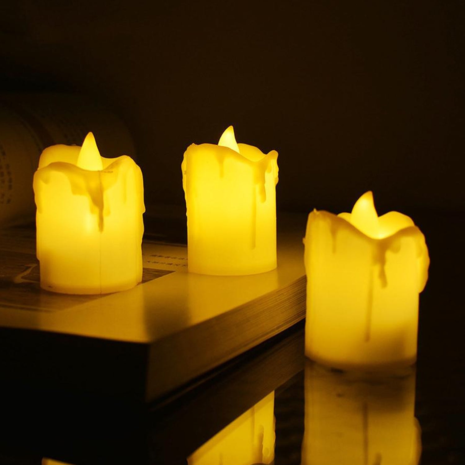 Multicolor Flameless Melted Design Candles for Decoration (Set of 24pc) - Springkart 
