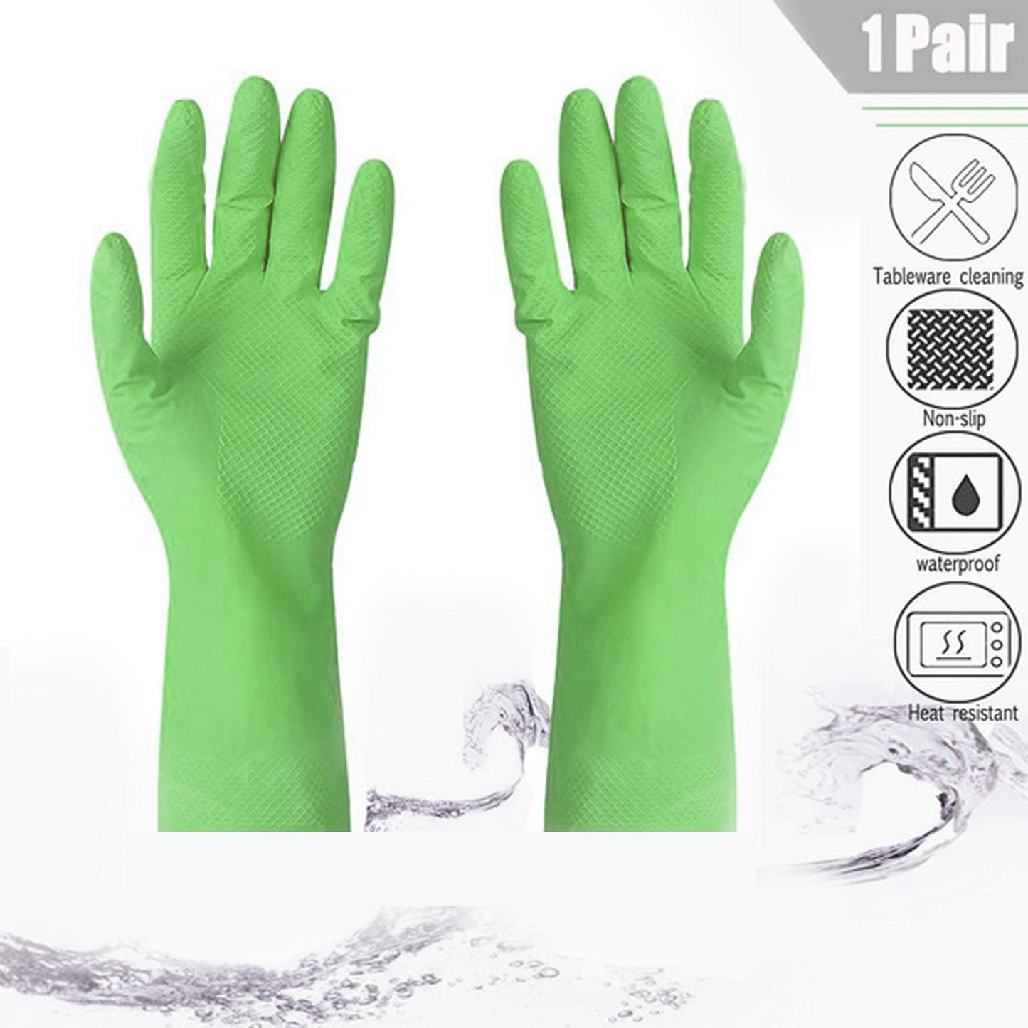 Multipurpose cleaning rubber hand gloves (green) 1 PC - Springkart 