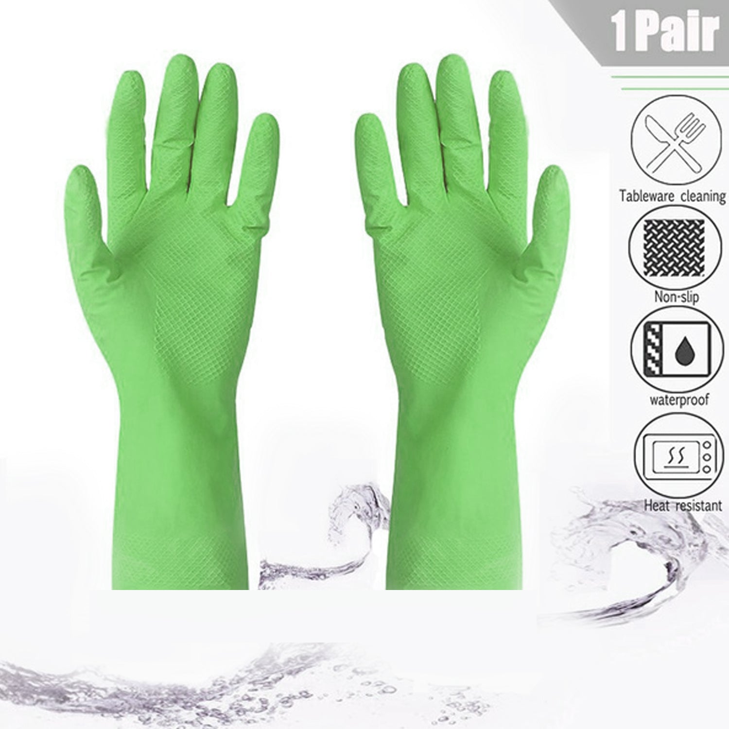 Multipurpose cleaning rubber hand gloves (green) 1 PC - Springkart 