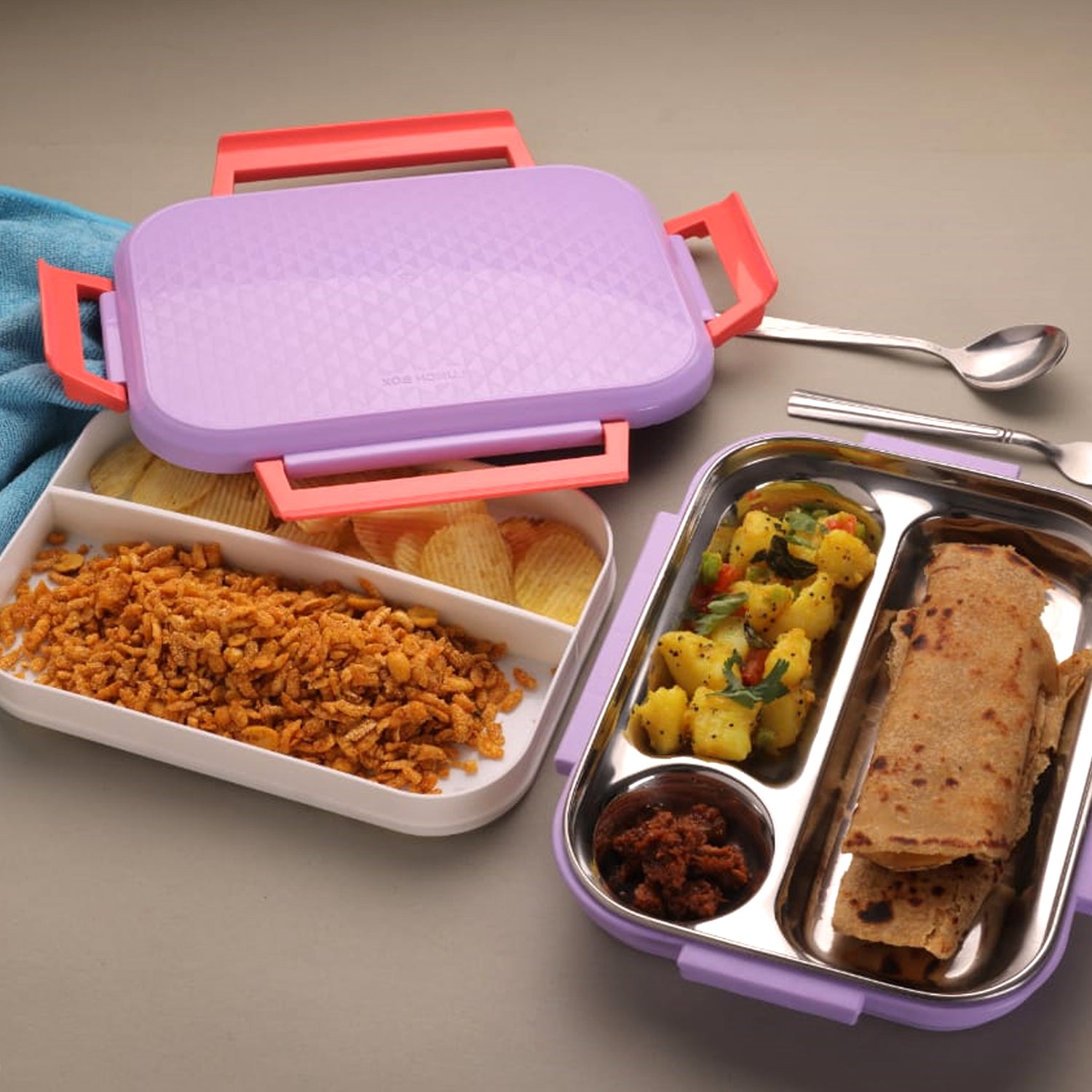 Premium Multi-Compartment Steel Lunch Box for Office, School & Travel - Springkart 