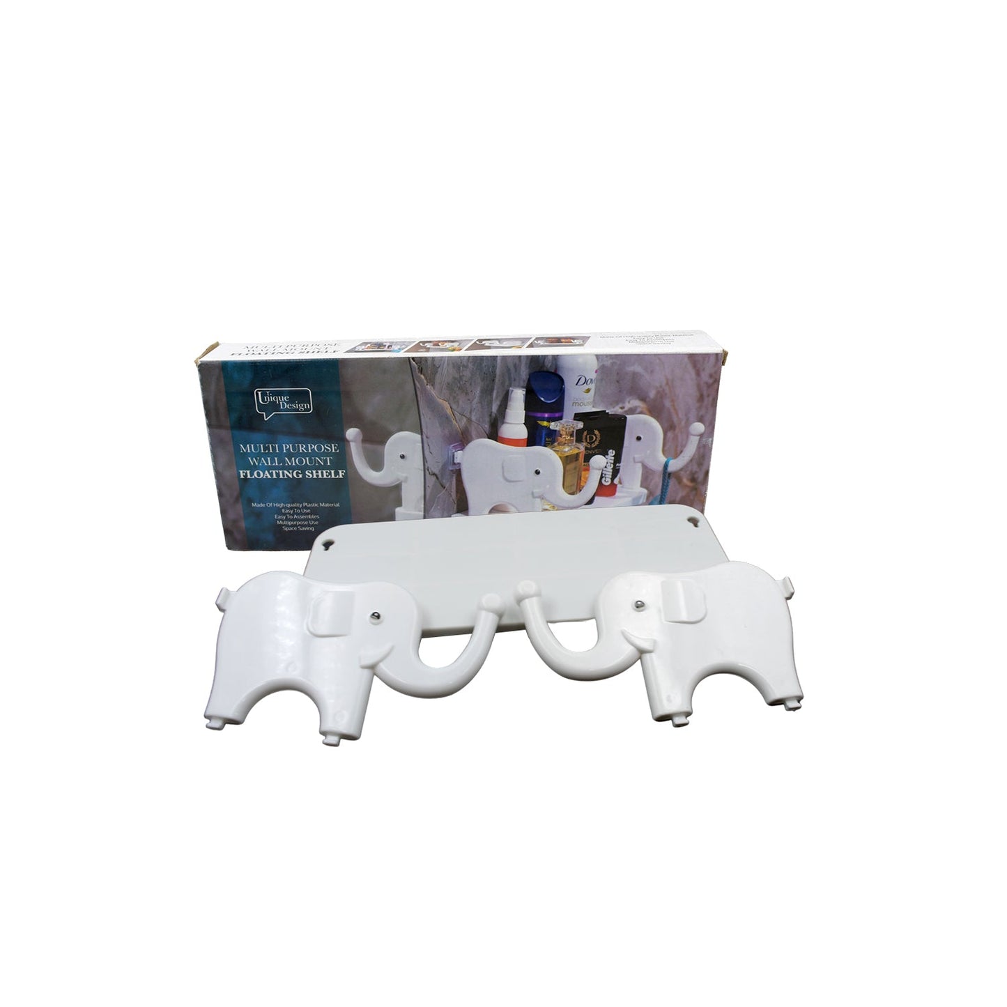 MULTIFUNCTIONAL ELEPHANT SHAPED STORAGE SHELF, NO PUNCHING WALL MOUNTED MINI STORAGE RACK, CREATIVE CUTE ELEPHANT SHELF ORGANIZER FOR KITCHEN BATHROOM BEDROOM STUDY - Springkart 