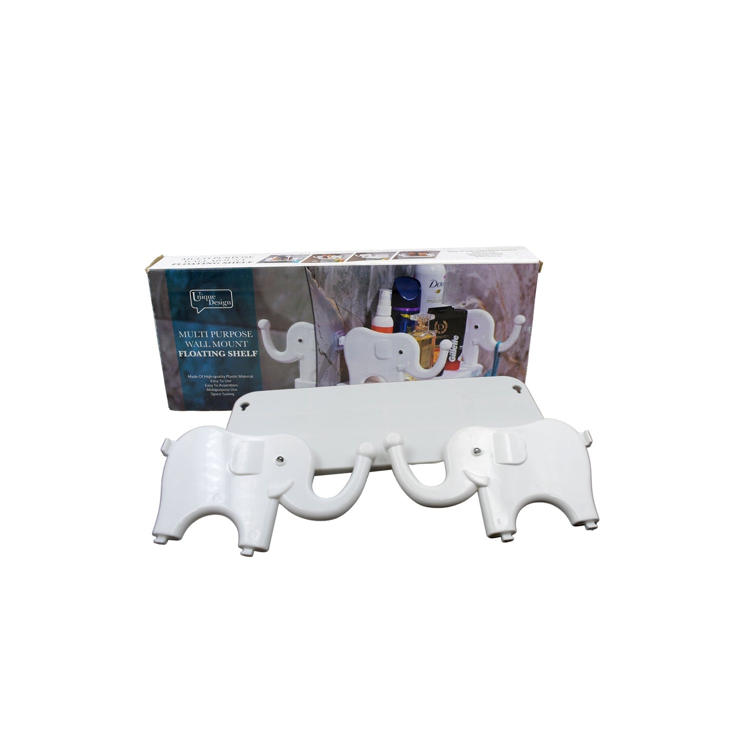 MULTIFUNCTIONAL ELEPHANT SHAPED STORAGE SHELF, NO PUNCHING WALL MOUNTED MINI STORAGE RACK, CREATIVE CUTE ELEPHANT SHELF ORGANIZER FOR KITCHEN BATHROOM BEDROOM STUDY - Springkart 