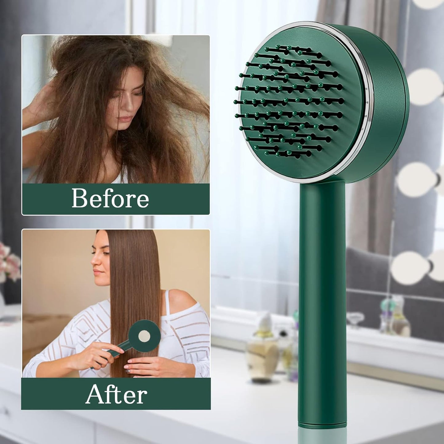 Air Cushion Massage Brush, Airbag Massage Comb with Long Handle, Self-Cleaning Hair Brush, Detangling Anti-Static for All Hair - Springkart 