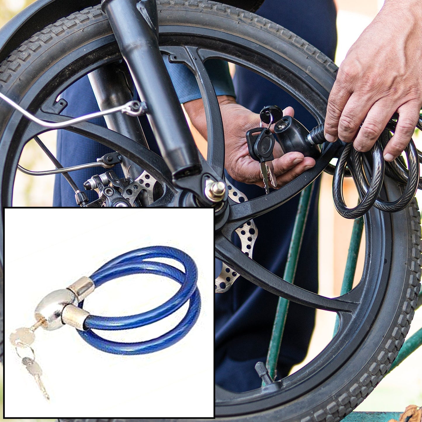 Multipurpose Cable Lock for Bike, Luggage, Steel Keylock, Anti-Theft - Springkart 