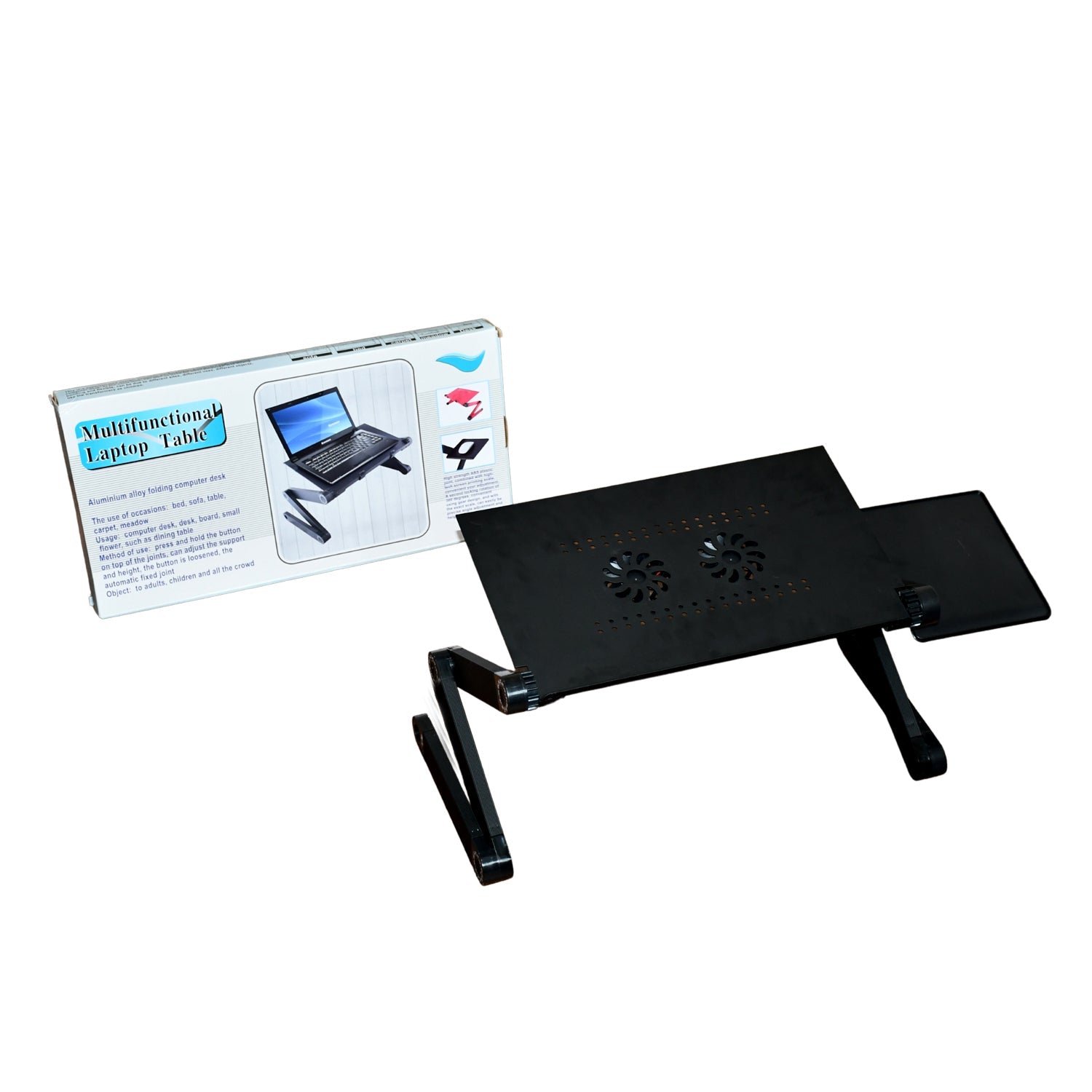 Modern Style Portable Adjustable Foldable Laptop Holder Notebook Desks Lap PC Folding Desk Table Vented Stand 2 Built in Cooling Fans - Springkart 