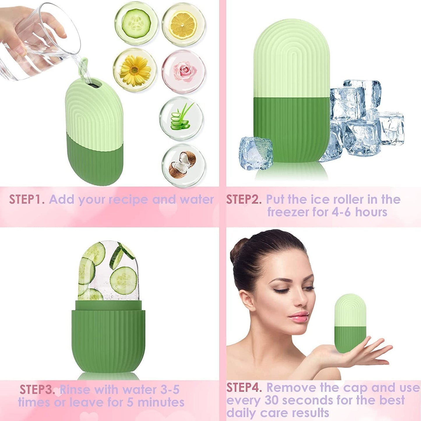 Beauty Ice Roller for Face Massager & Eye Reusable Face Rollers Facial Roller Box - Springkart 