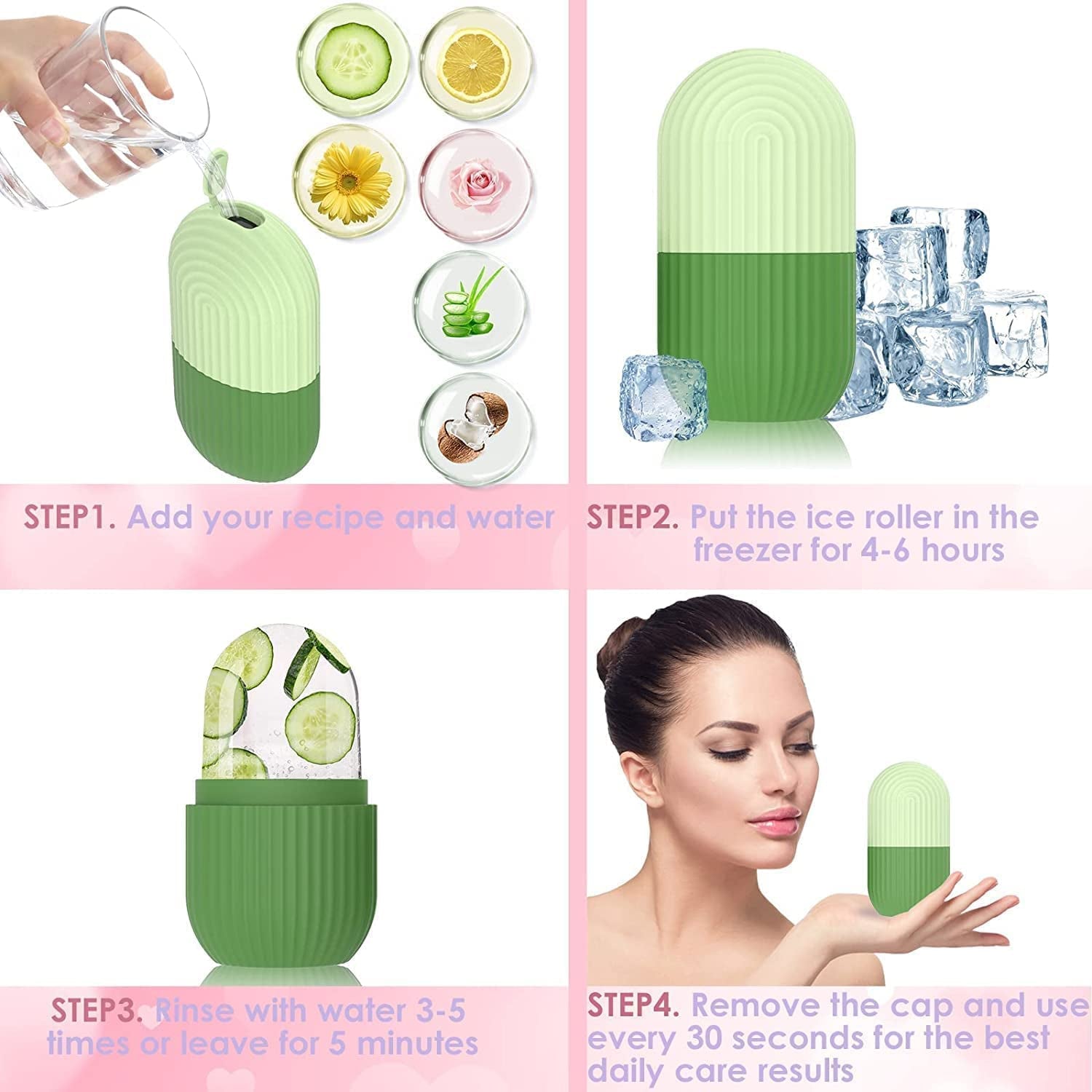 Beauty Ice Roller for Face Massager & Eye Reusable Face Rollers Facial Roller Box - Springkart 
