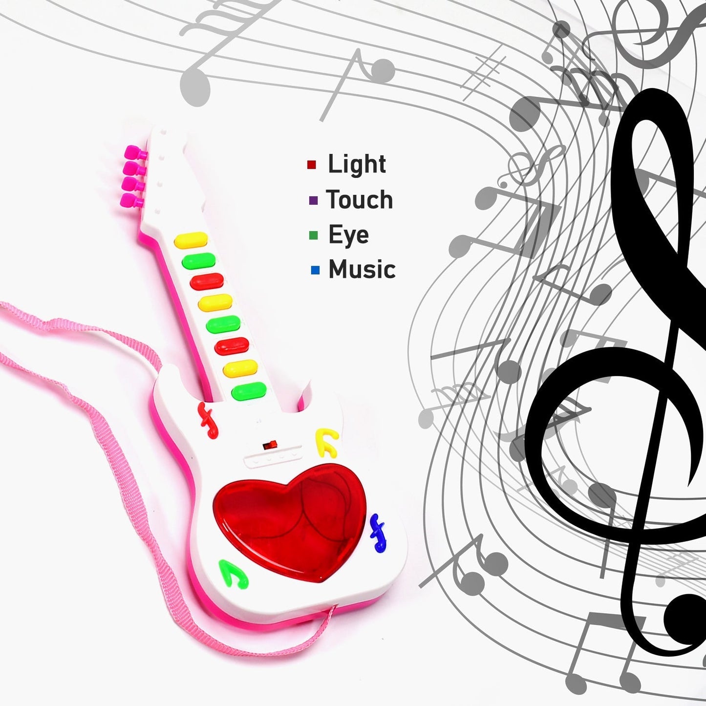 Battery Operated Musical Instruments Mini Guitar Toys and Light for 3+Years Old Kids. - Springkart 