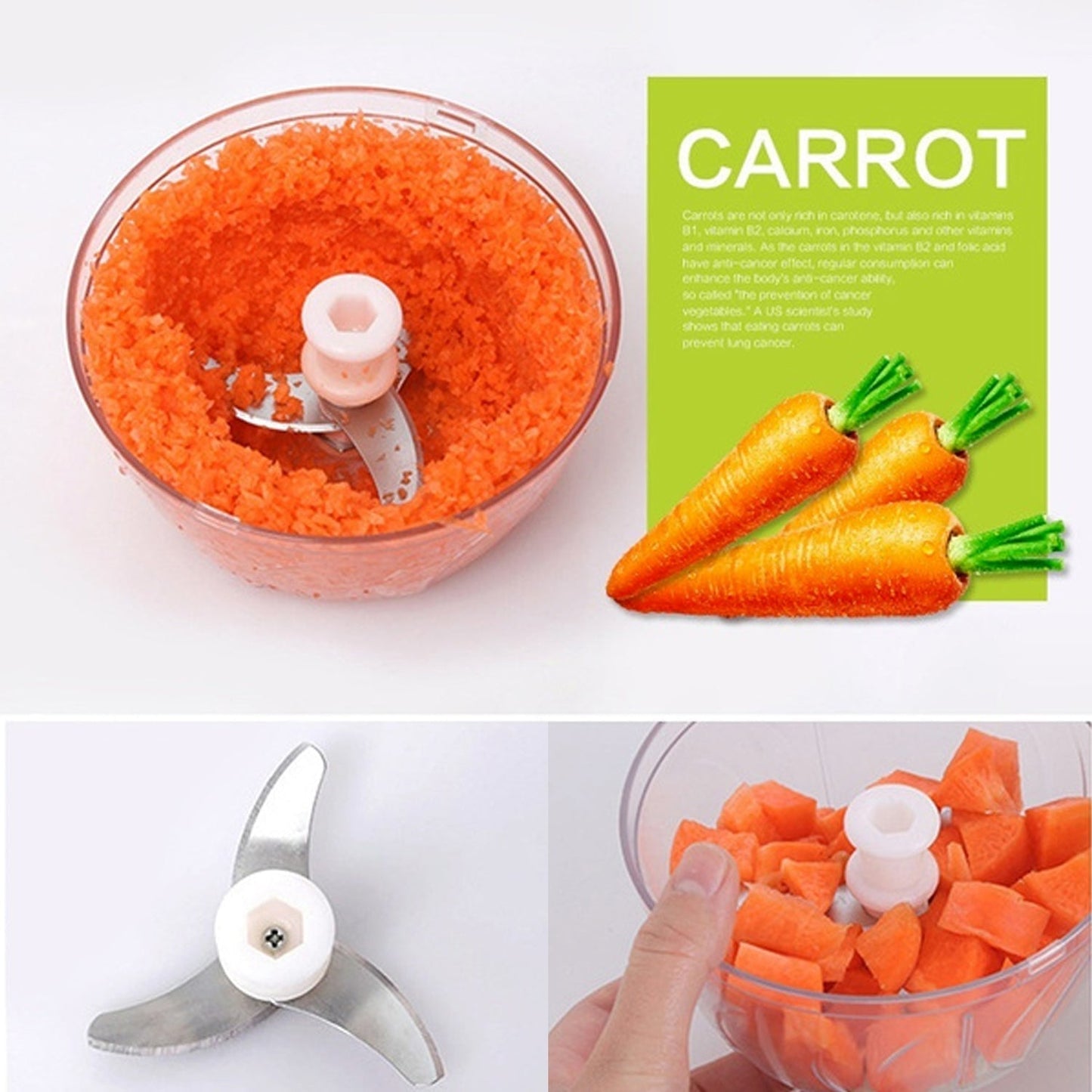 Manual Food Chopper, Compact & Powerful Hand Held Vegetable Chopper / Blender - Springkart 