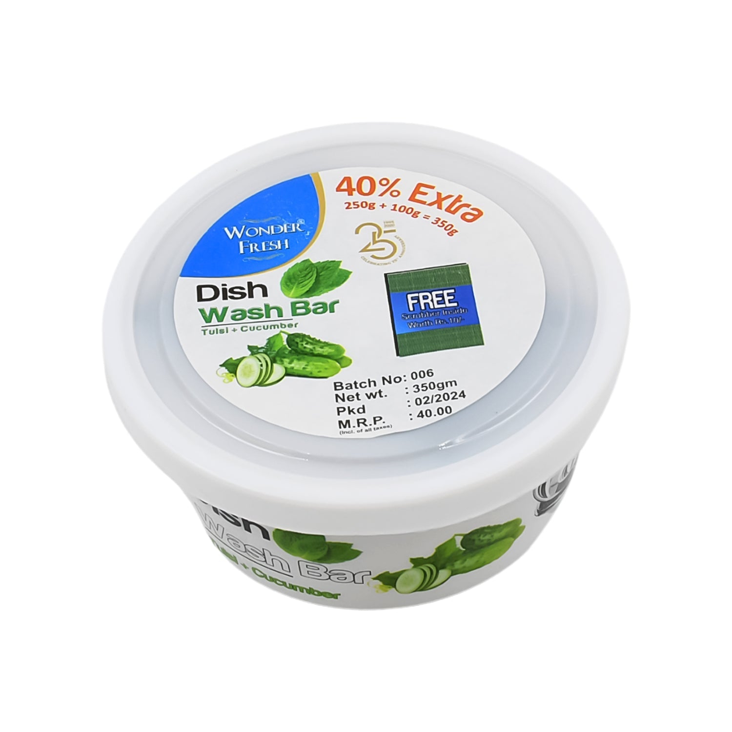 Fresh Mix Flavor Round Dishwash Bar With Super Scrubber Free Complete Dishwashing Solution, Tough Stains Remover (350 Gm) - Springkart 