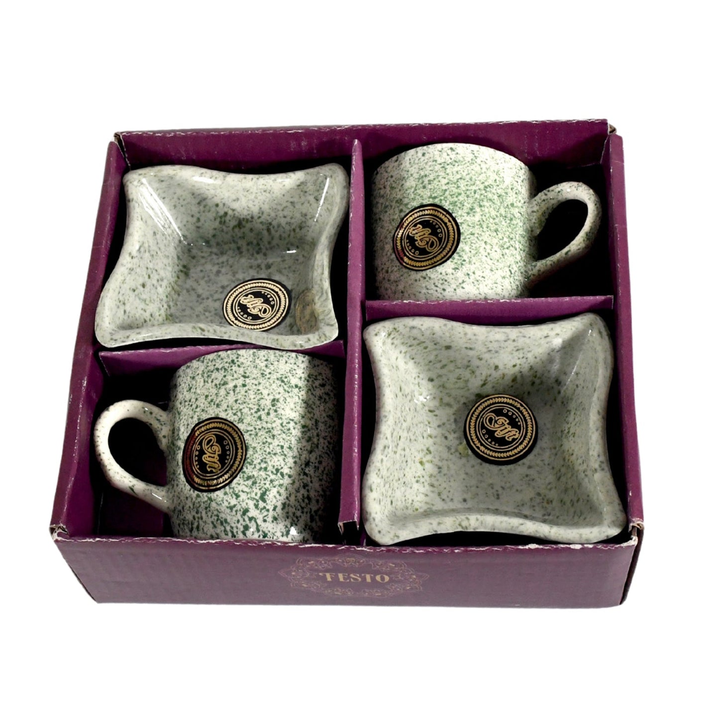 Ceramic Tea / cups / Mug Set Including Snacks / Serving Bowl Milk Cup, Coffee Cup, Tea Cup, Breakfast Cup, Drinking Mug or Outdoor for Household, Gift for Birthday, Wedding Party (4 Pcs set) - Springkart 