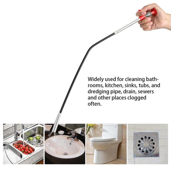 Metal wire brush with hook for cleaning sinks